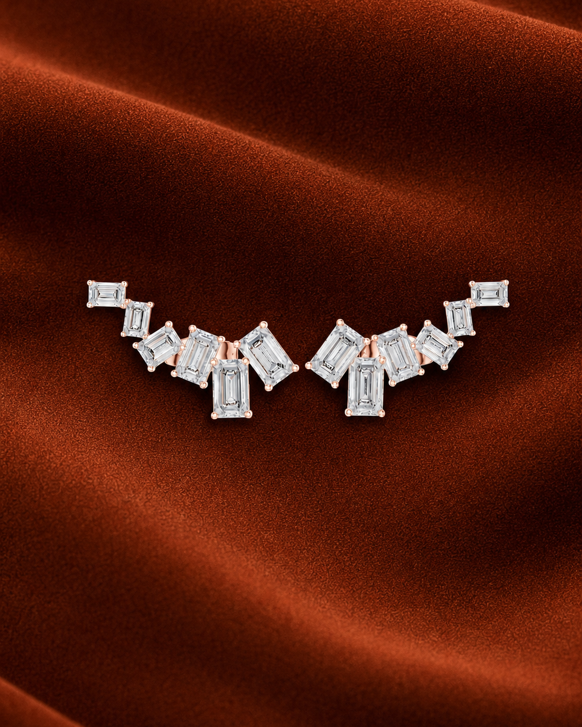 Emerald-Cut Diamond Climber Studs by MONICONIC