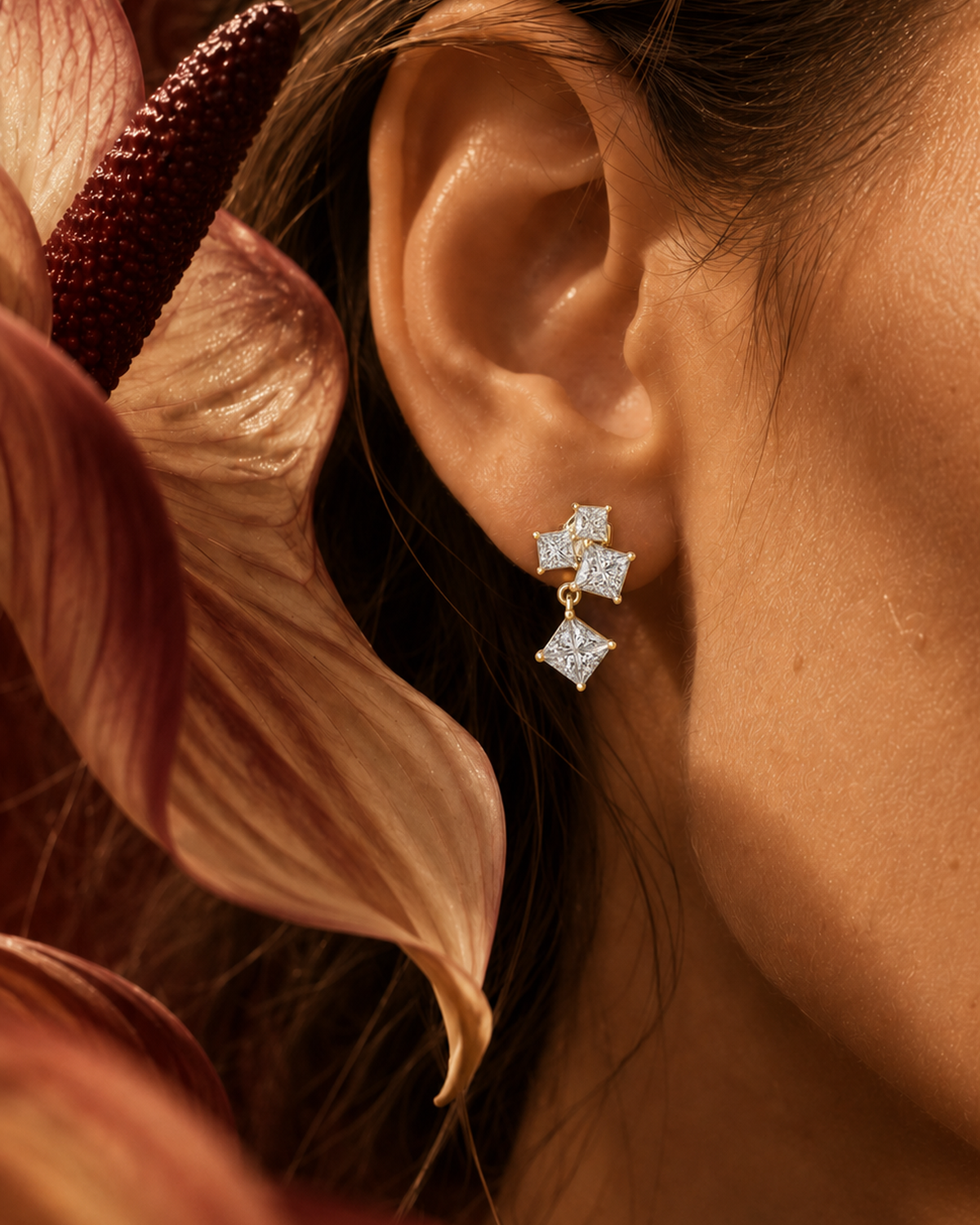Princess-Cut Diamond Cascade Drop Earrings by MONICONIC
