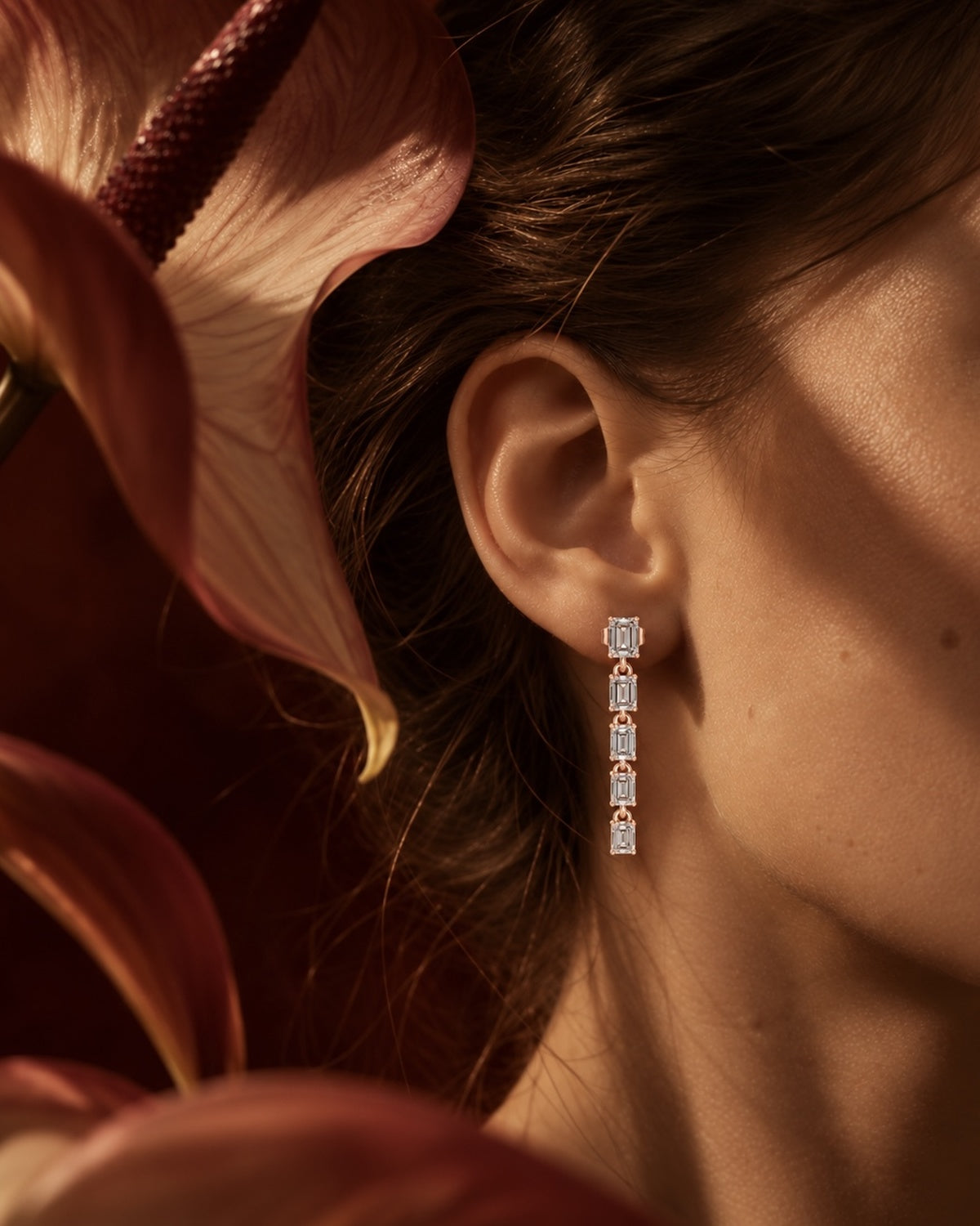 Emerald-Cut Lab-Grown Diamond Drop Earrings by MONICONIC