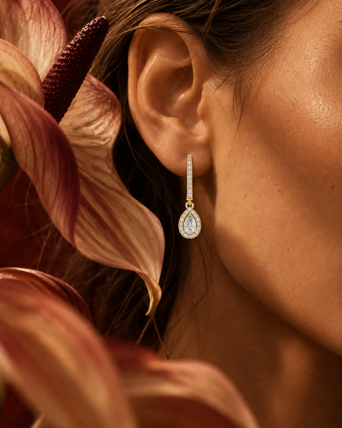 Pavé Bar Pear Drop Earrings by MONICONIC