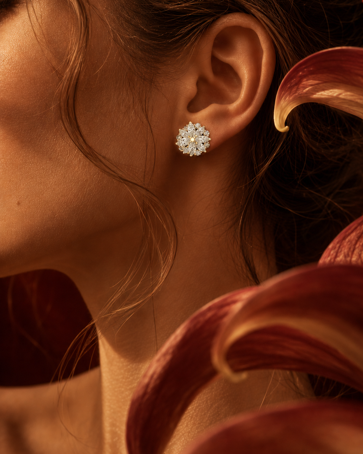 Marquise Rosette Stud Earrings by MONICONIC