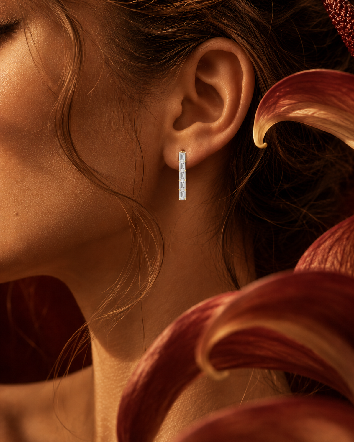 Emerald-Cut Bar Dangle Earrings by MONICONIC