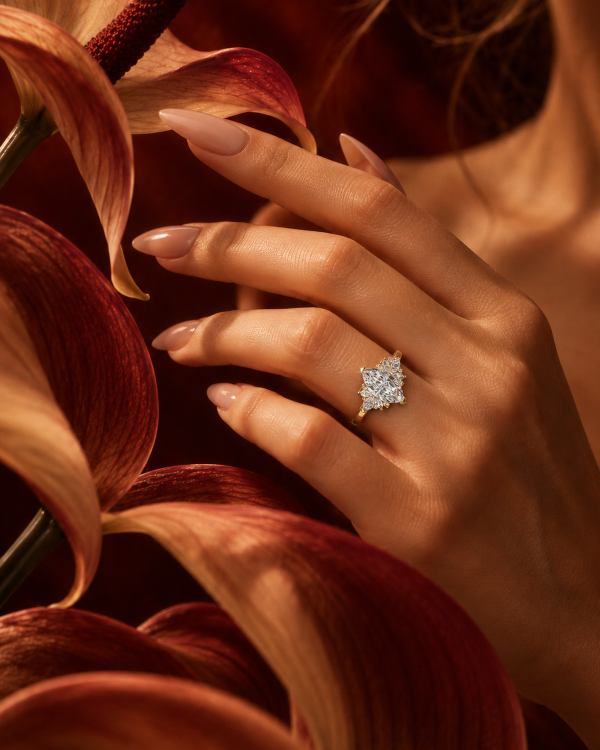Marquise Floral Cluster Ring by MONICONIC