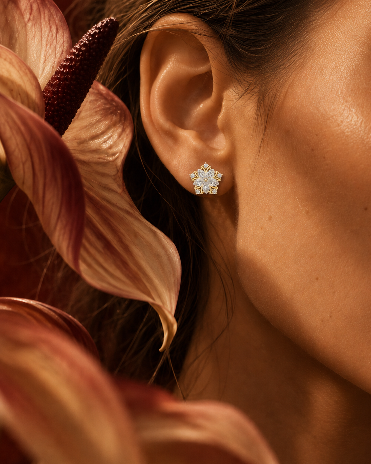 Marquise Petal Diamond Stud Earrings by MONICONIC