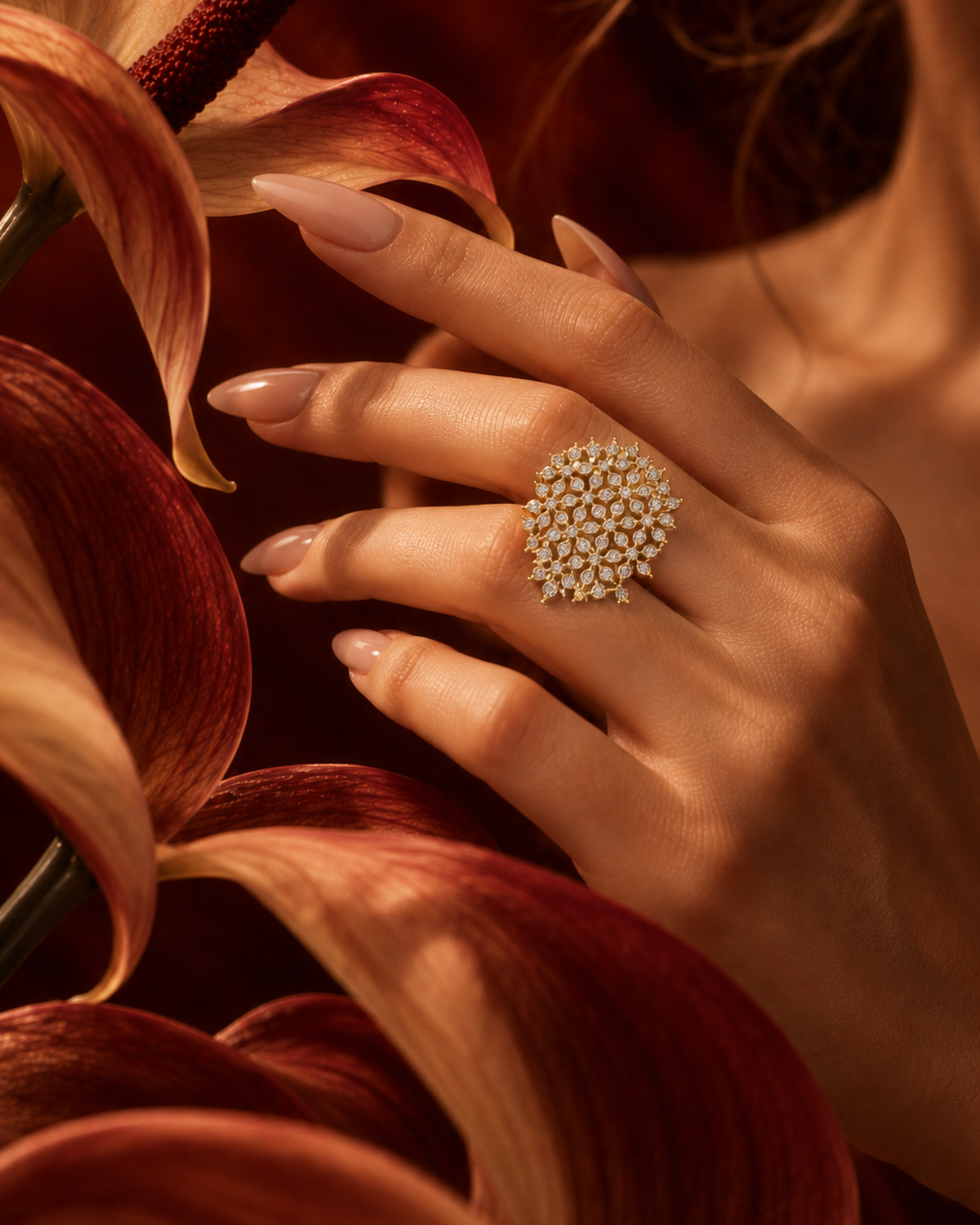 Floral Lattice Medallion Ring by MONICONIC