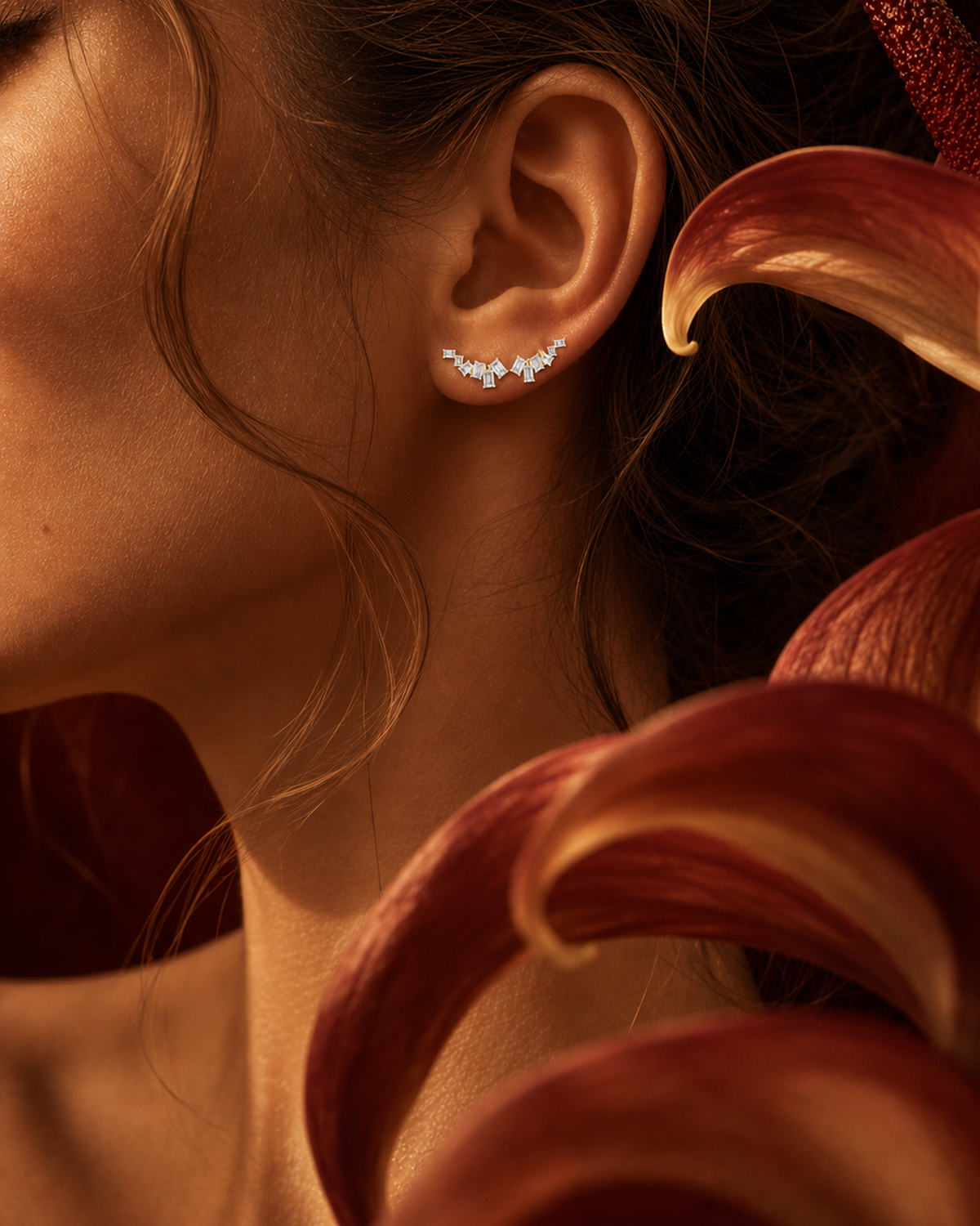 Emerald-Cut Diamond Climber Studs by MONICONIC