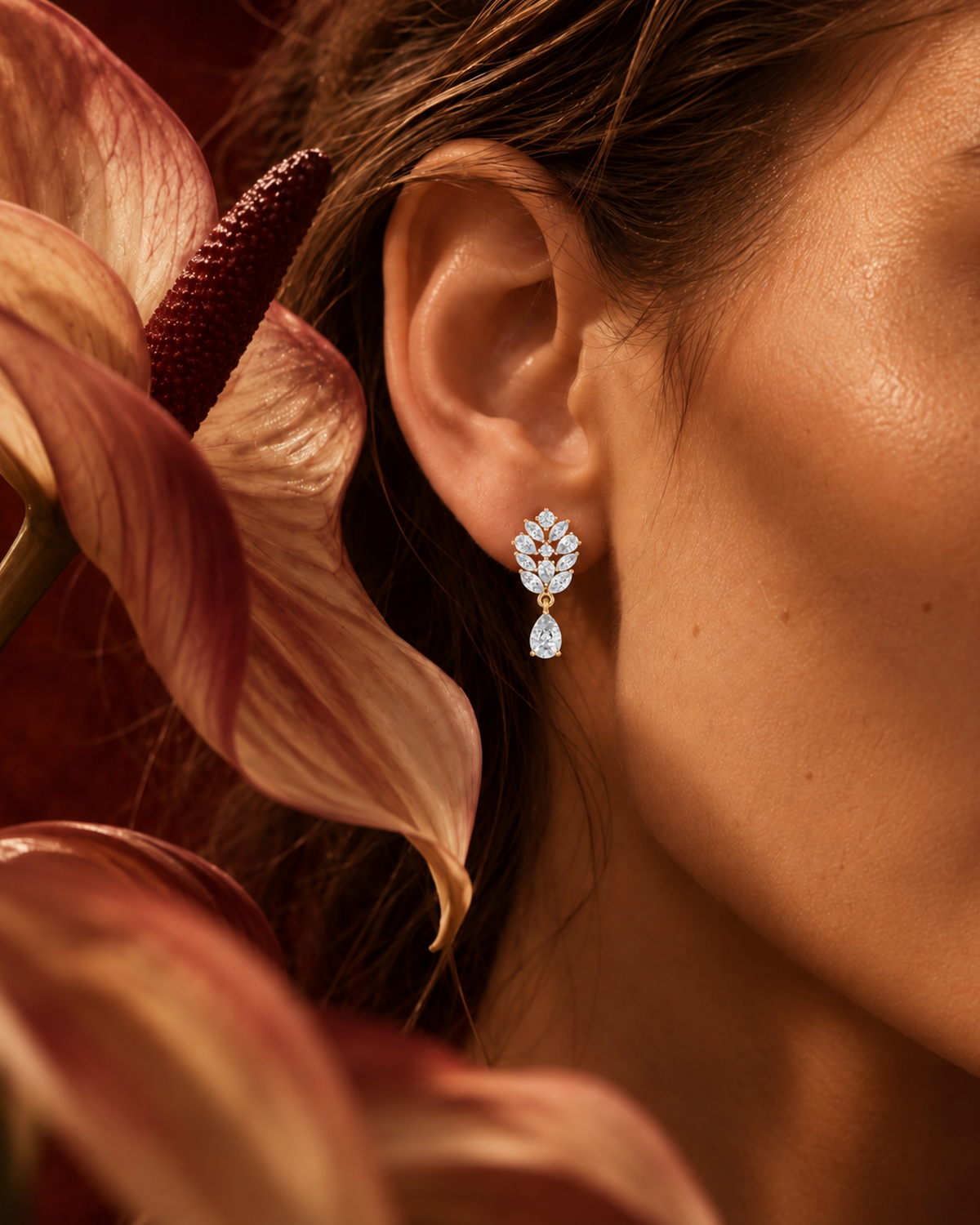 Marquise Cluster Pear Drop Earrings by MONICONIC