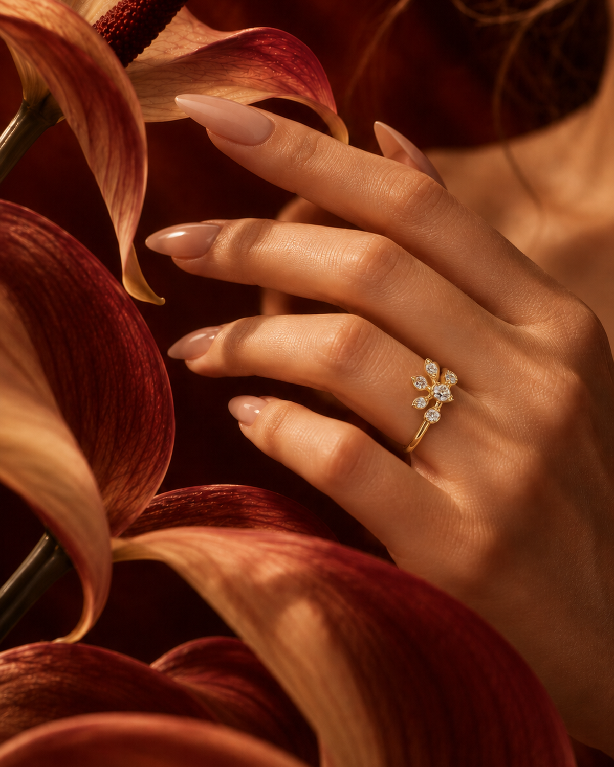 Floral Rosette Bypass Ring by MONICONIC