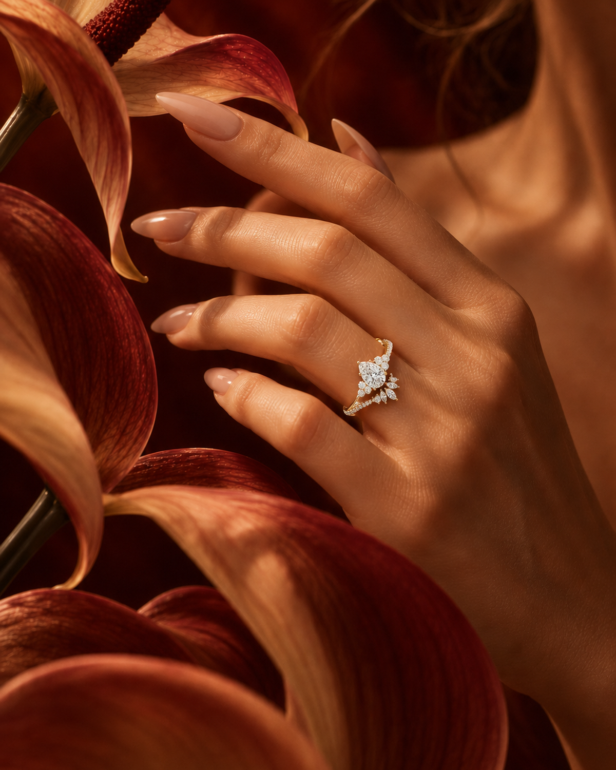 Pear Crown Cluster Ring by MONICONIC