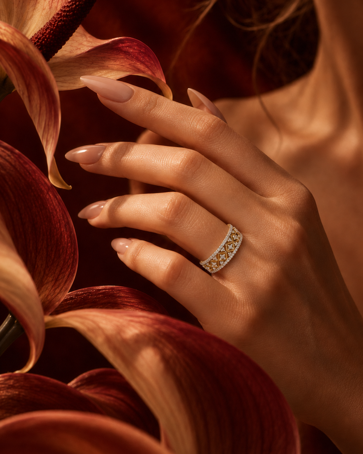 Lattice Pavé Band by MONICONIC