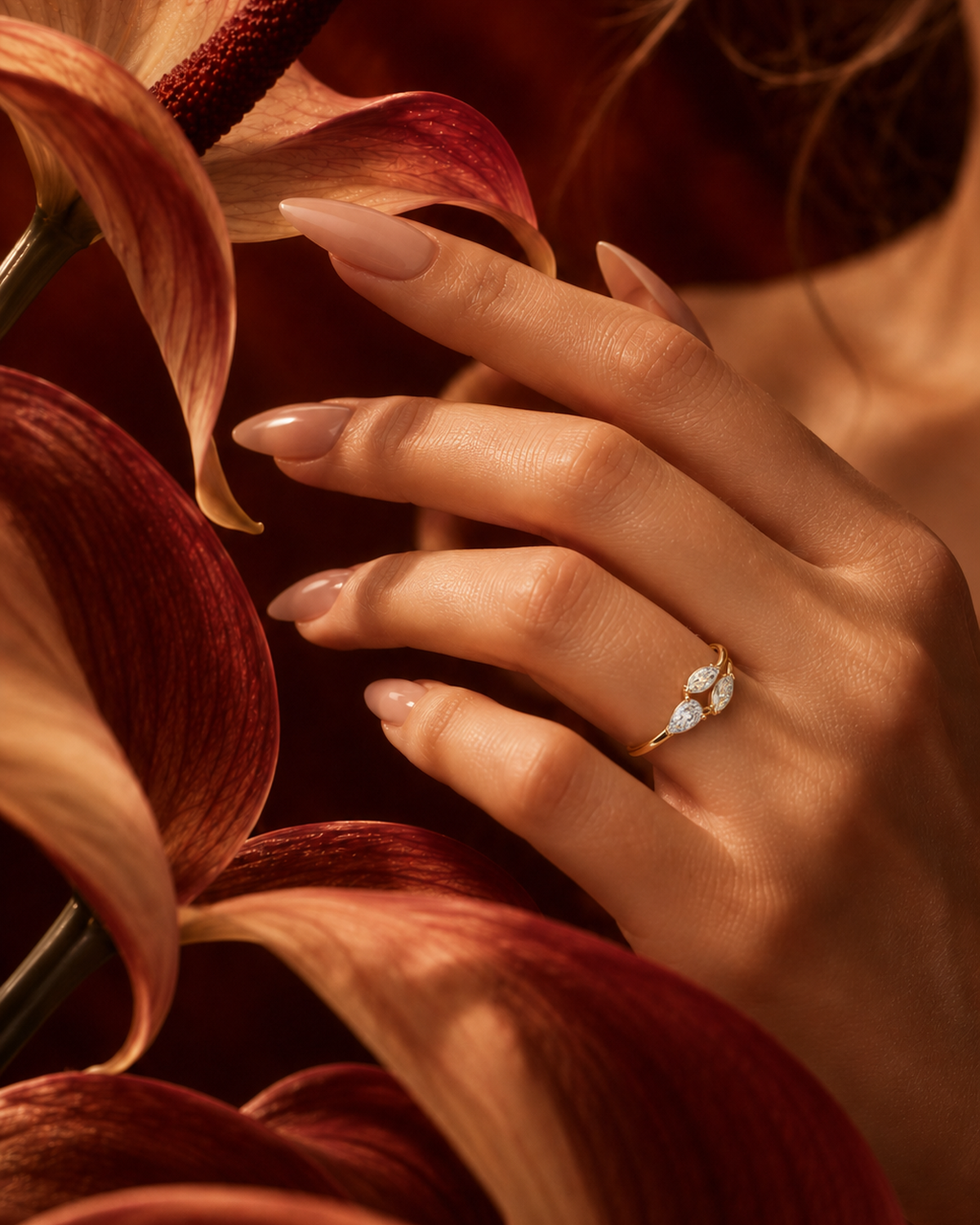 Pear & Marquise Bypass Ring by MONICONIC