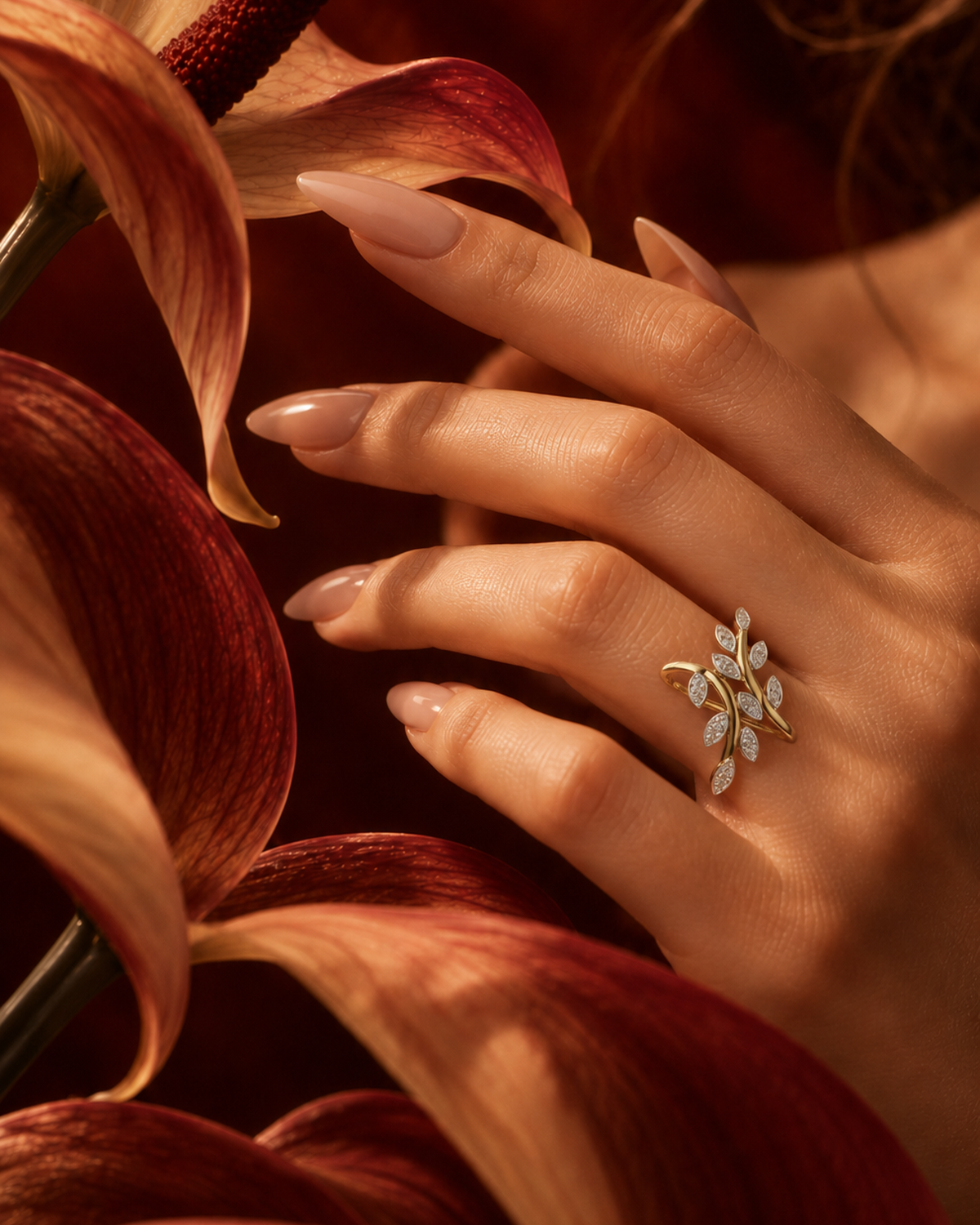 Leaf Vine Bypass Ring by MONICONIC