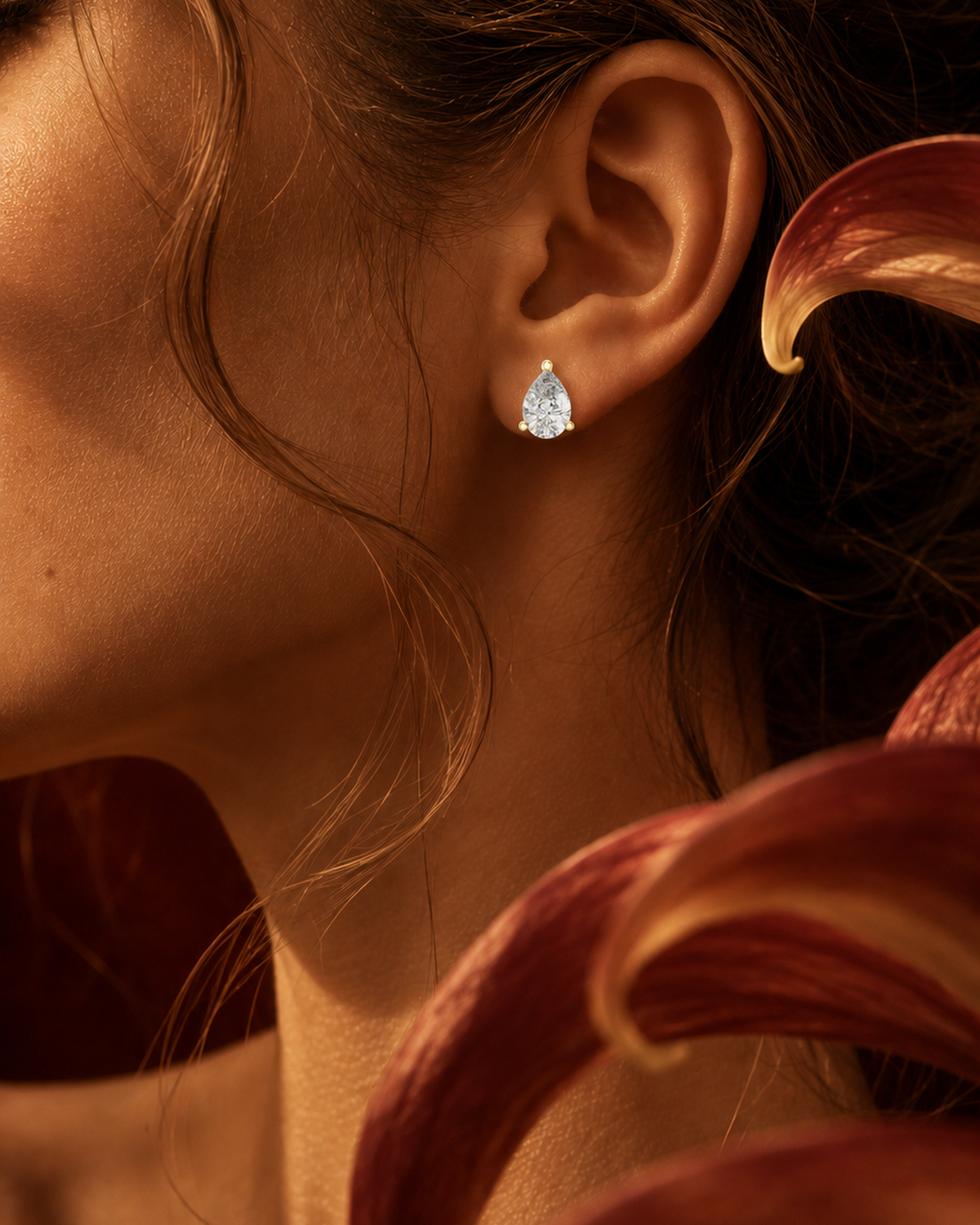 Pear Lab Grown Diamond Stud Earrings by MONICONIC