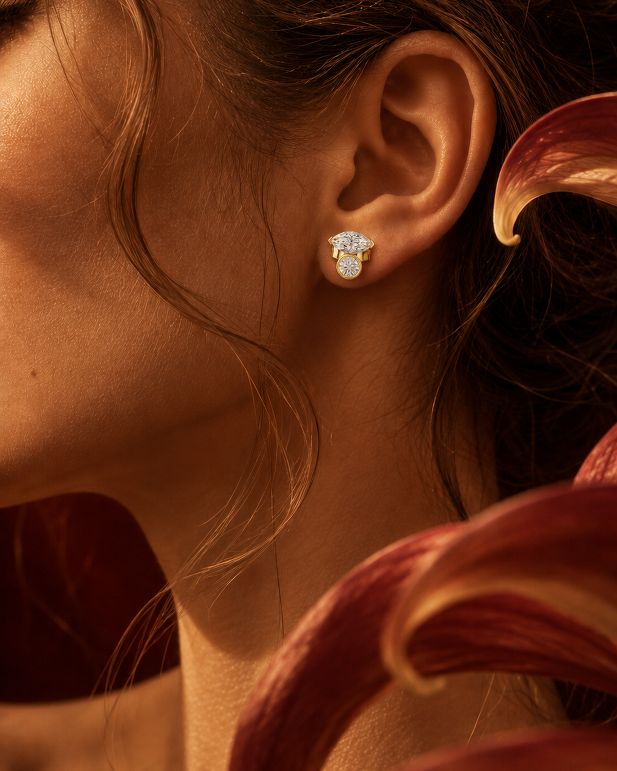Marquise Round Diamond Studs by MONICONIC