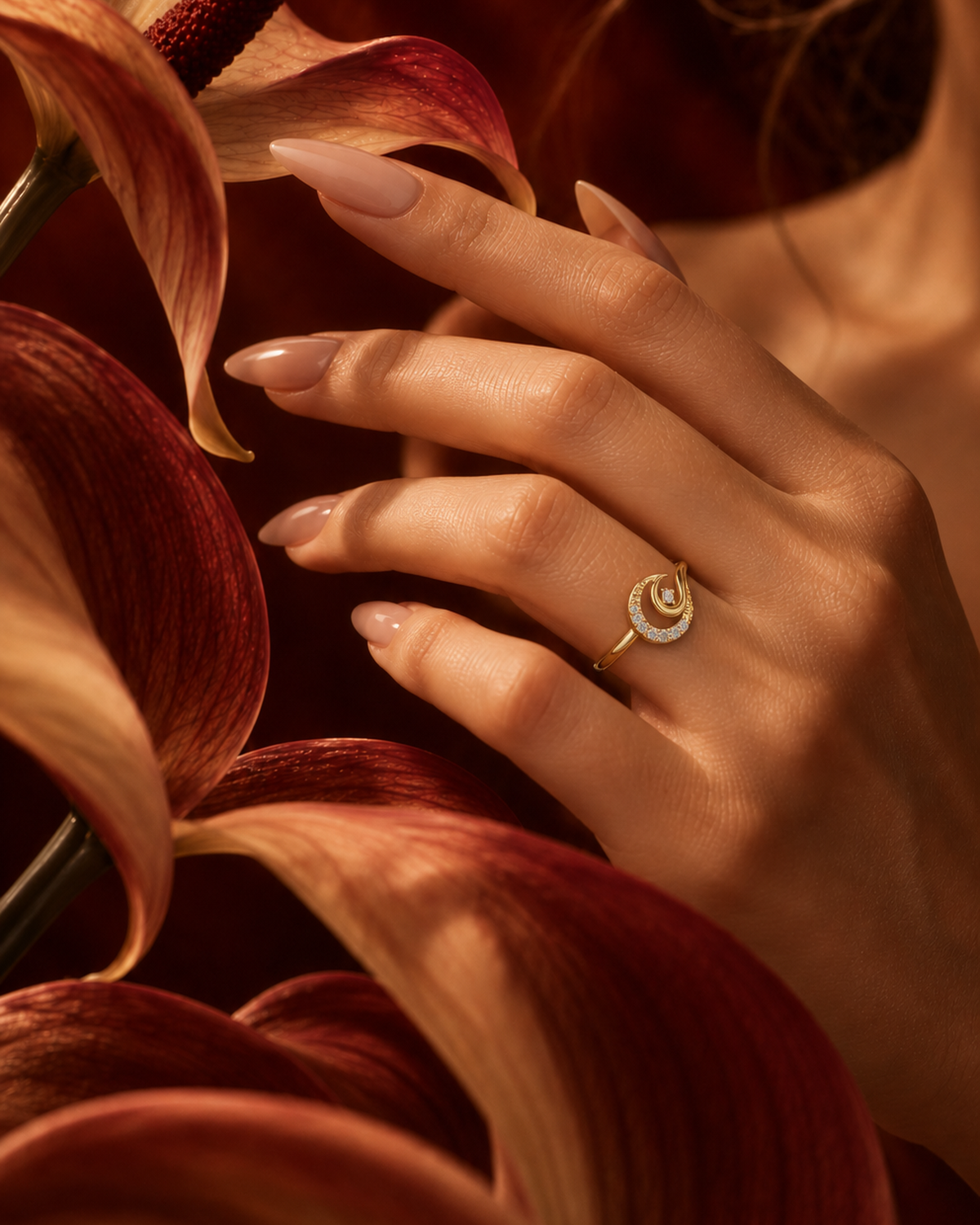 Crescent Pavé Ring by MONICONIC
