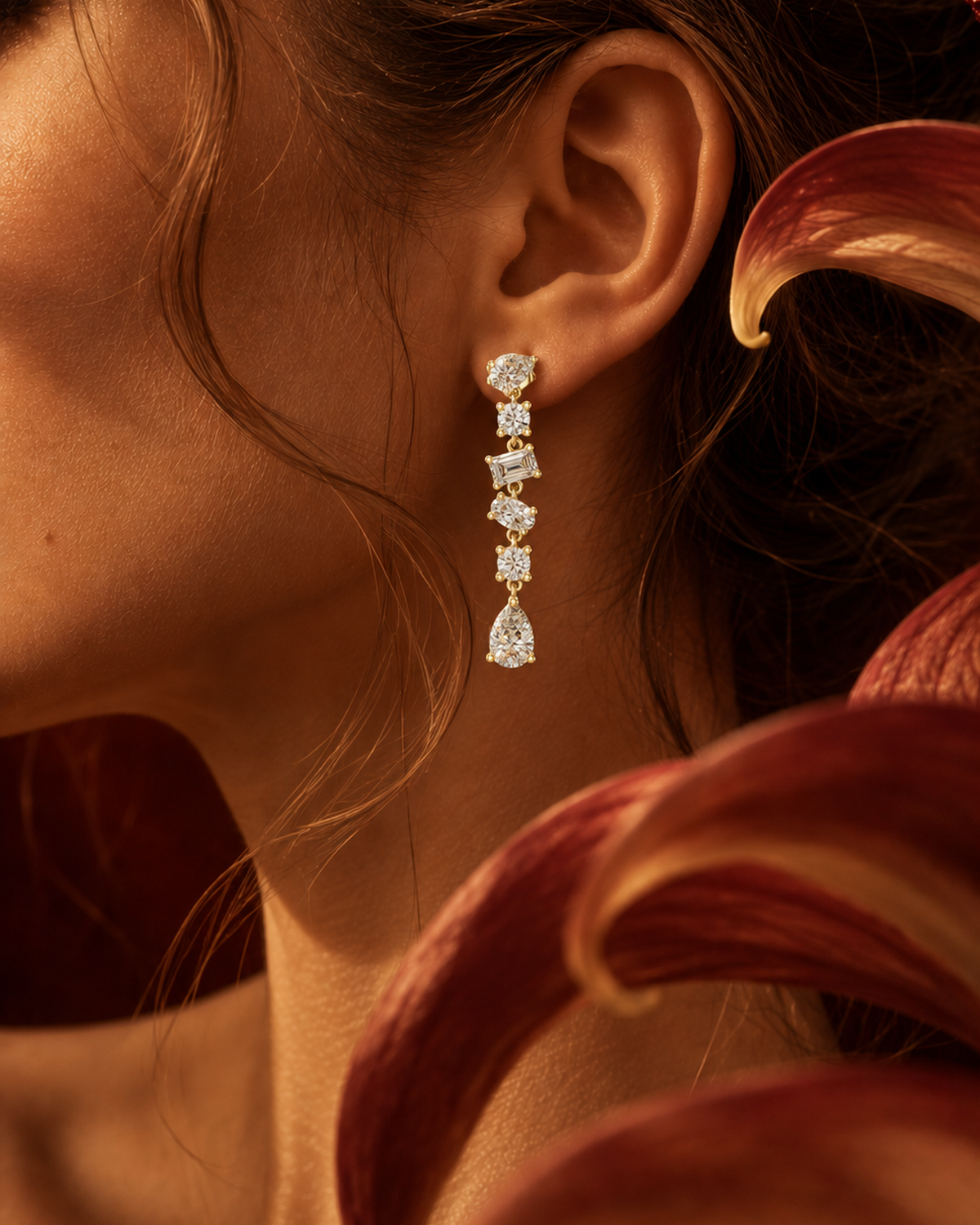 Mixed-Cut Diamond Drop Earrings by MONICONIC