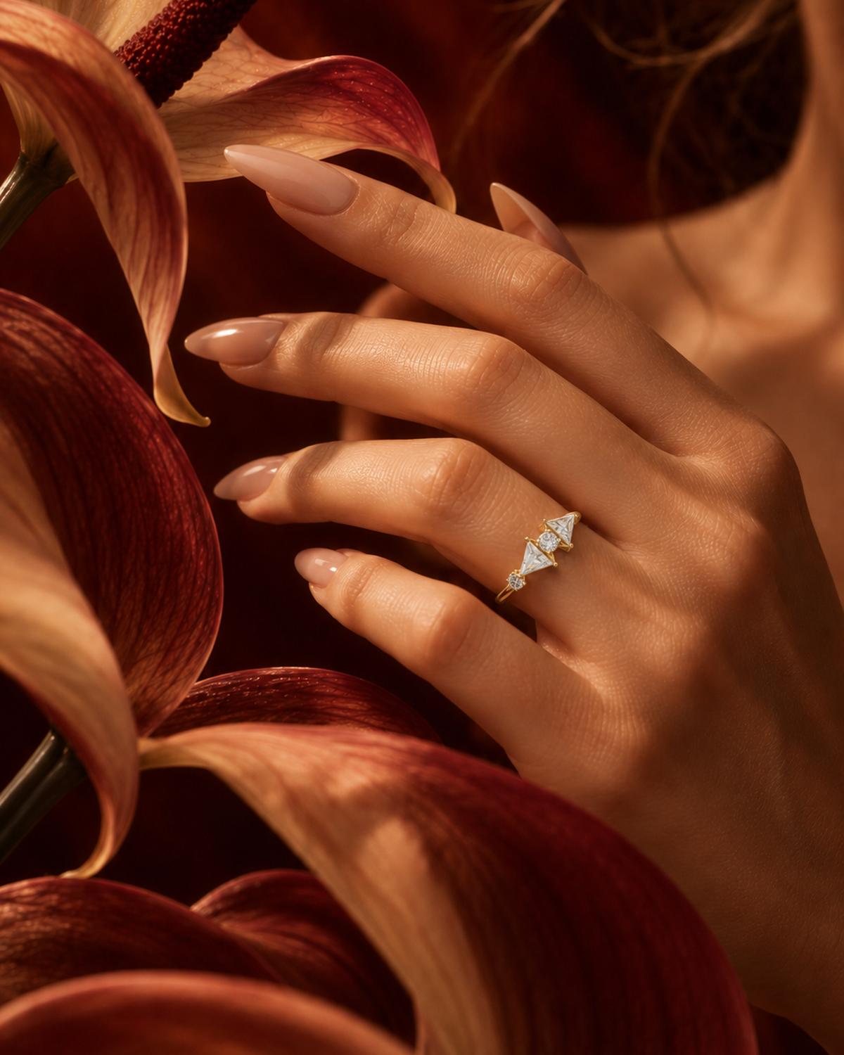 Trillion Round Five Stone Ring by MONICONIC