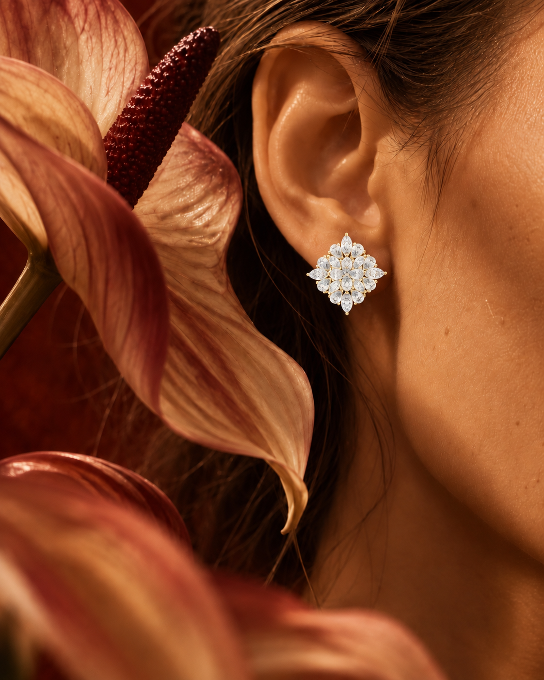 Rosette Diamond Stud Earrings