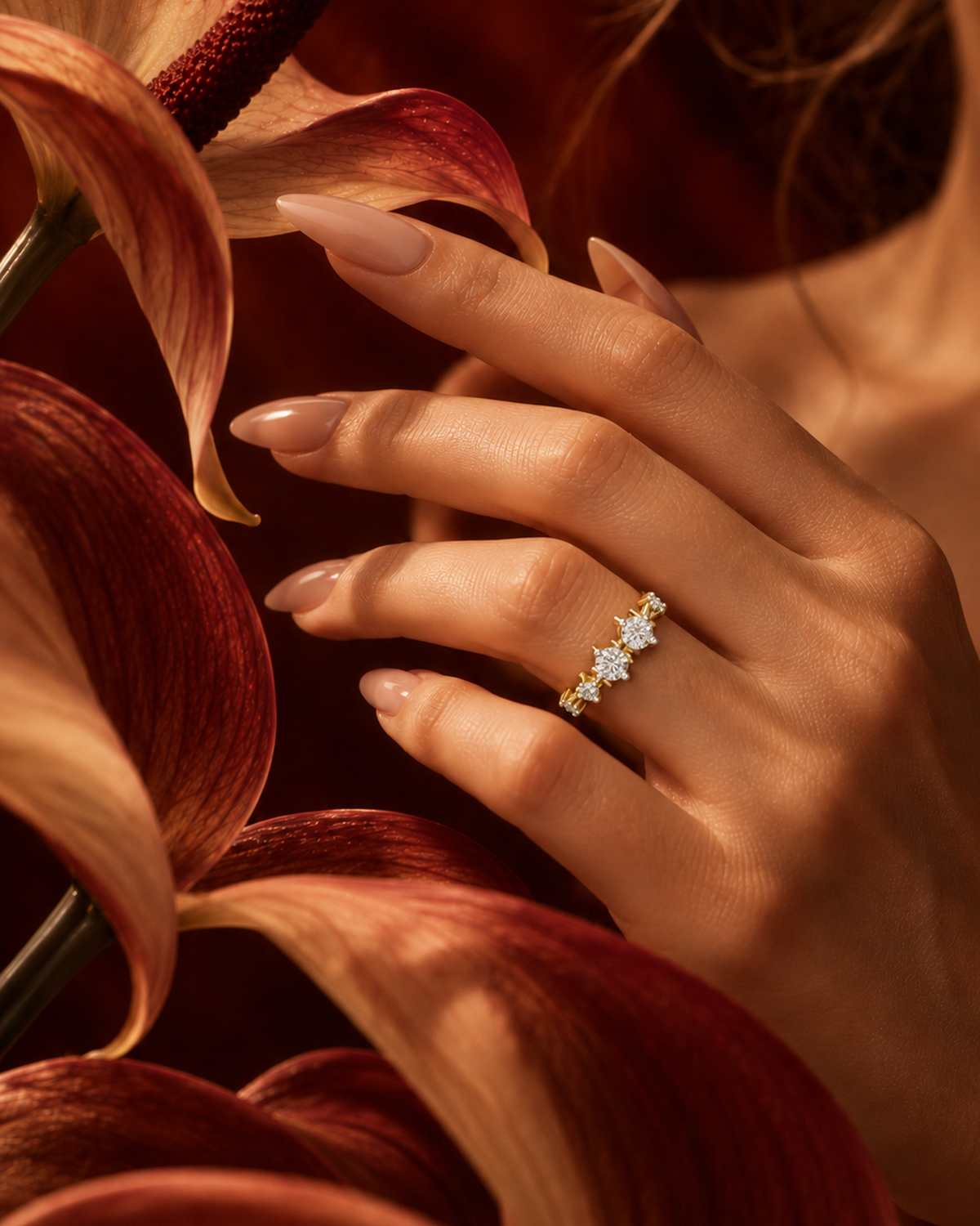 Fluted Five Stone Ring by MONICONIC