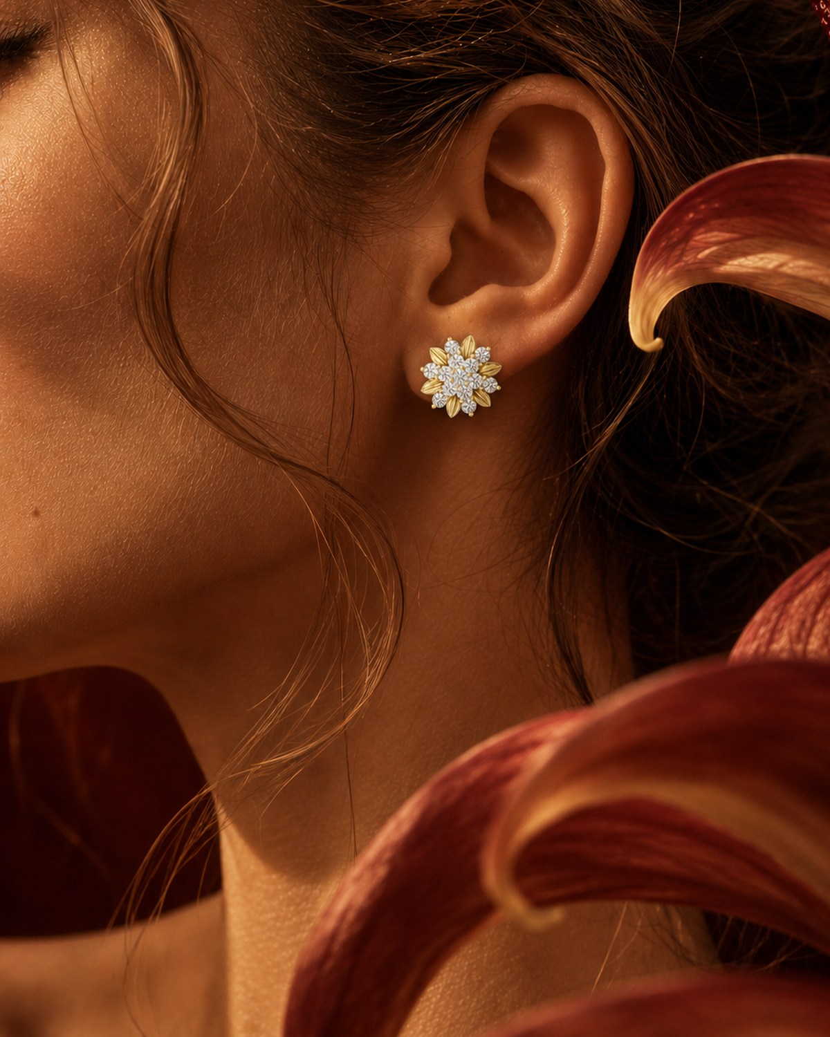Petal Cluster Diamond Stud Earrings by MONICONIC