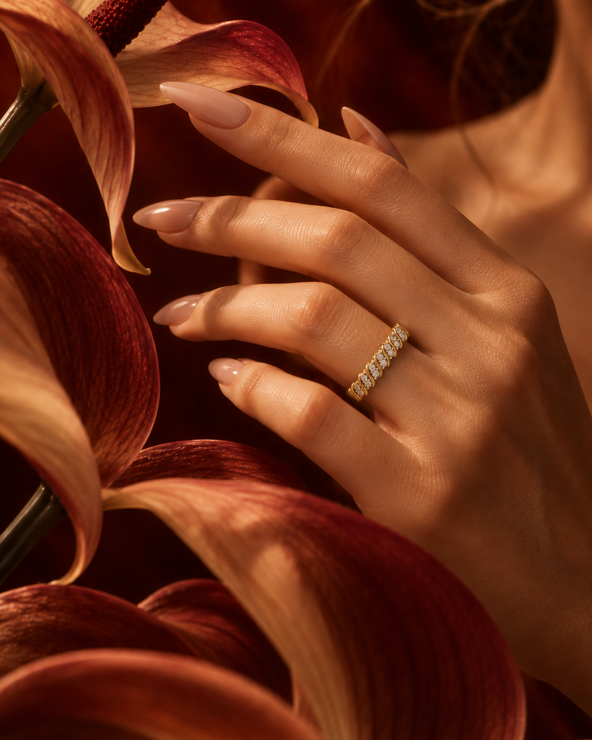 Scalloped Collet Diamond Band by MONICONIC