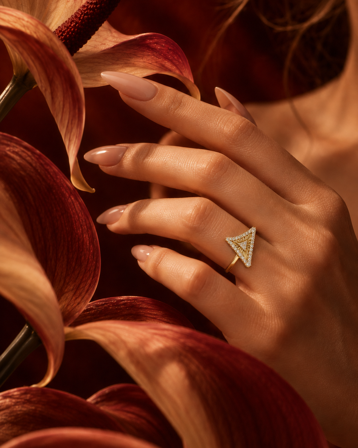 Sunburst Triangle Ring by MONICONIC