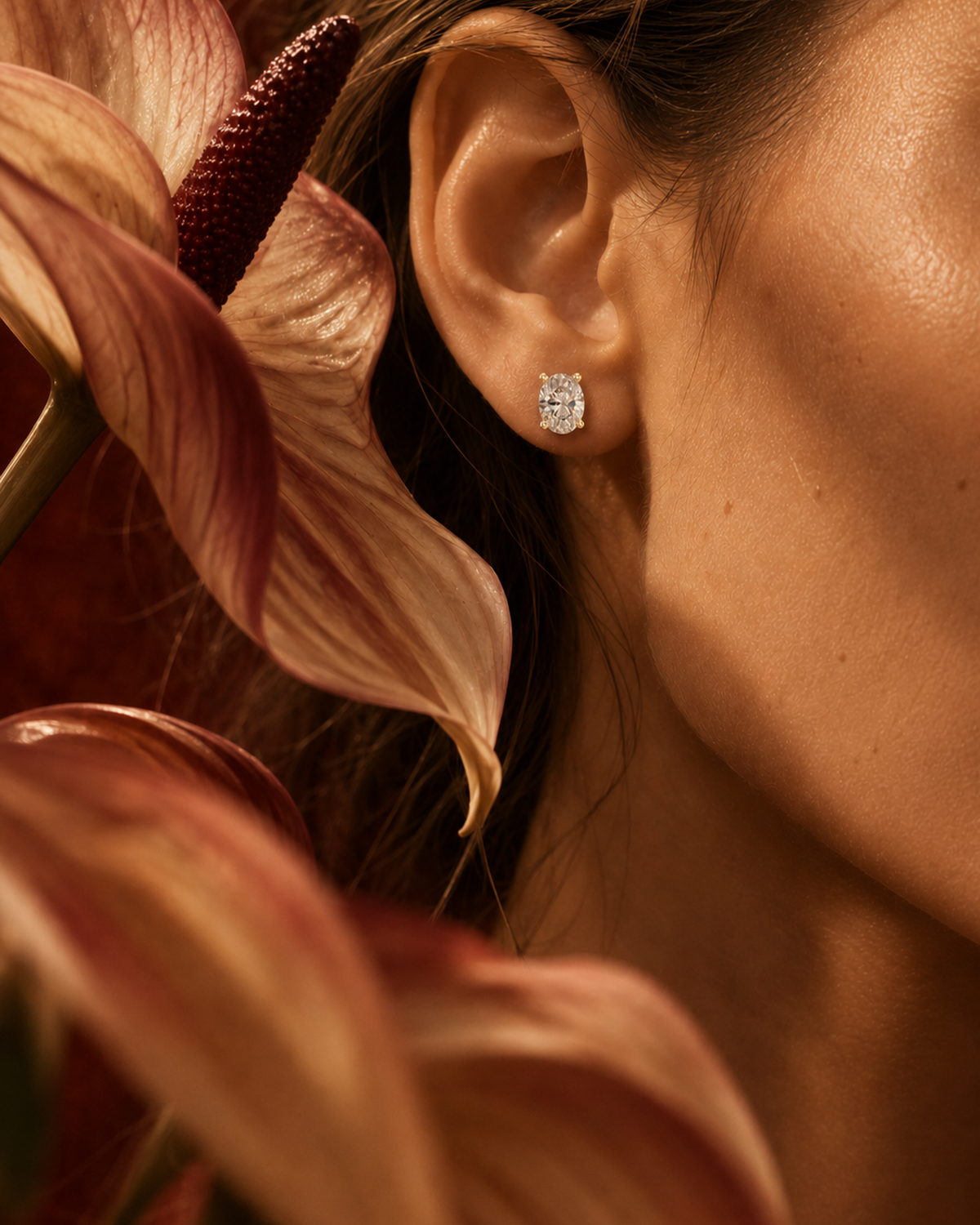 Oval Lab-Grown Diamond Stud Earrings by MONICONIC