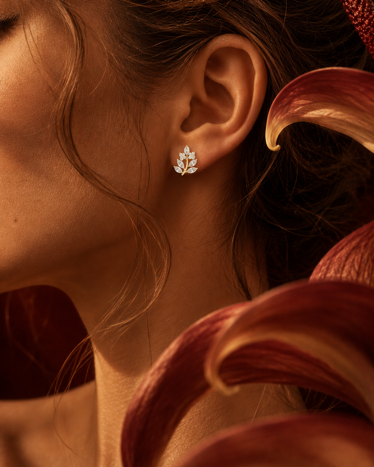 Vine Marquise Diamond Stud Earrings by MONICONIC