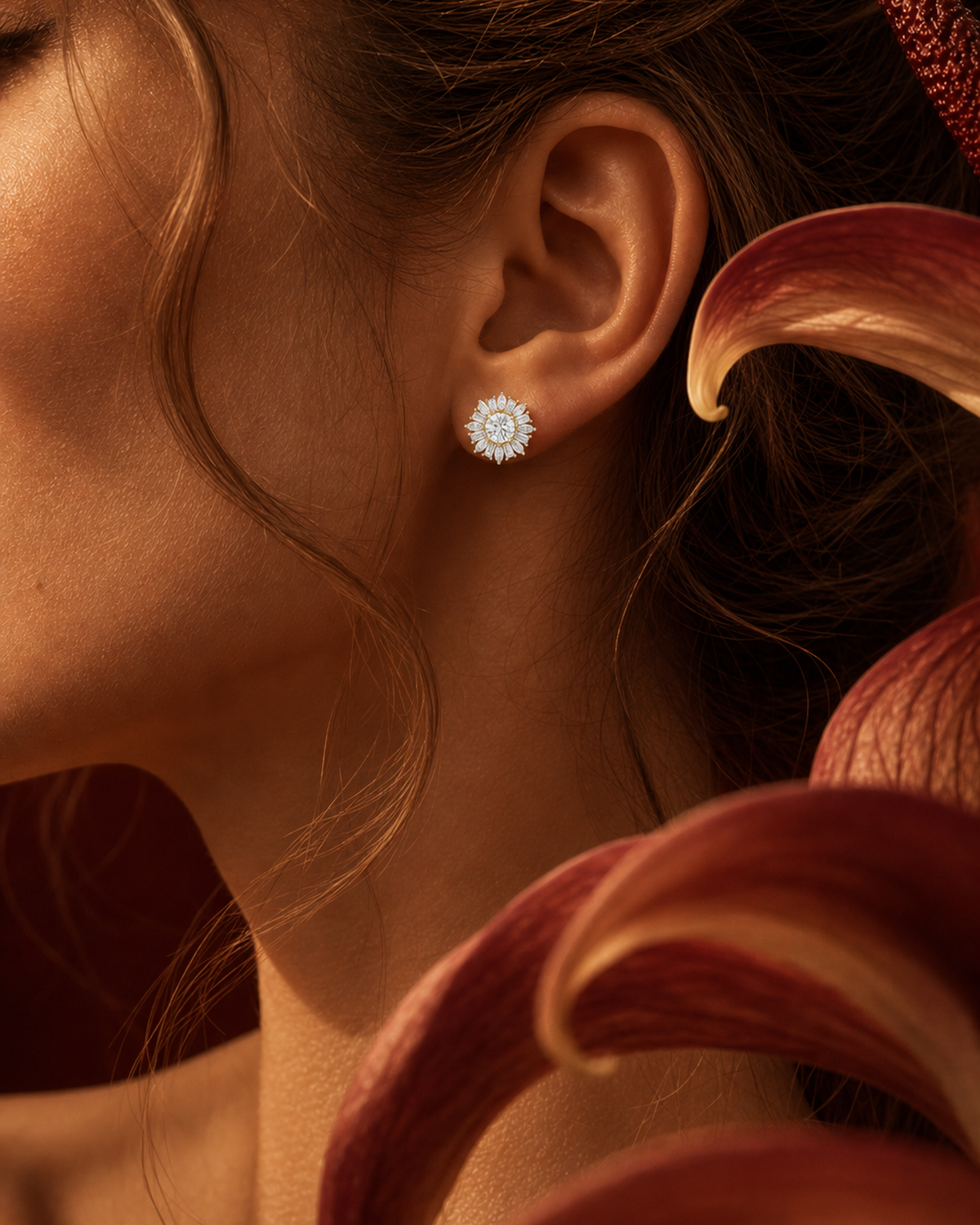 Sunburst Diamond Stud Earrings by MONICONIC