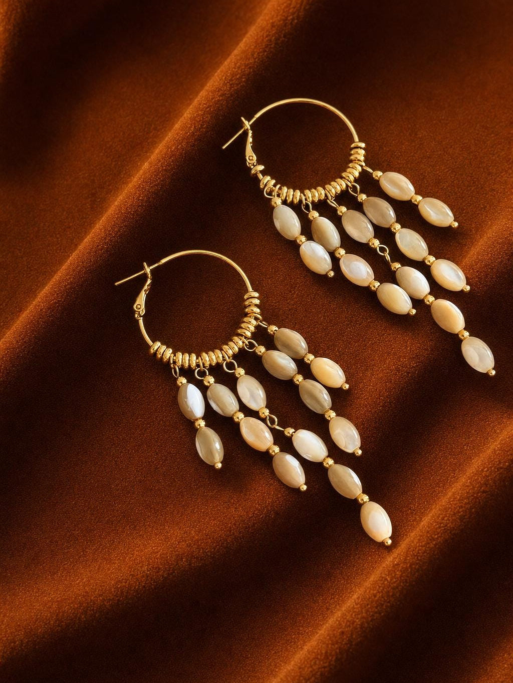 Shell Cascade Hoop Earrings