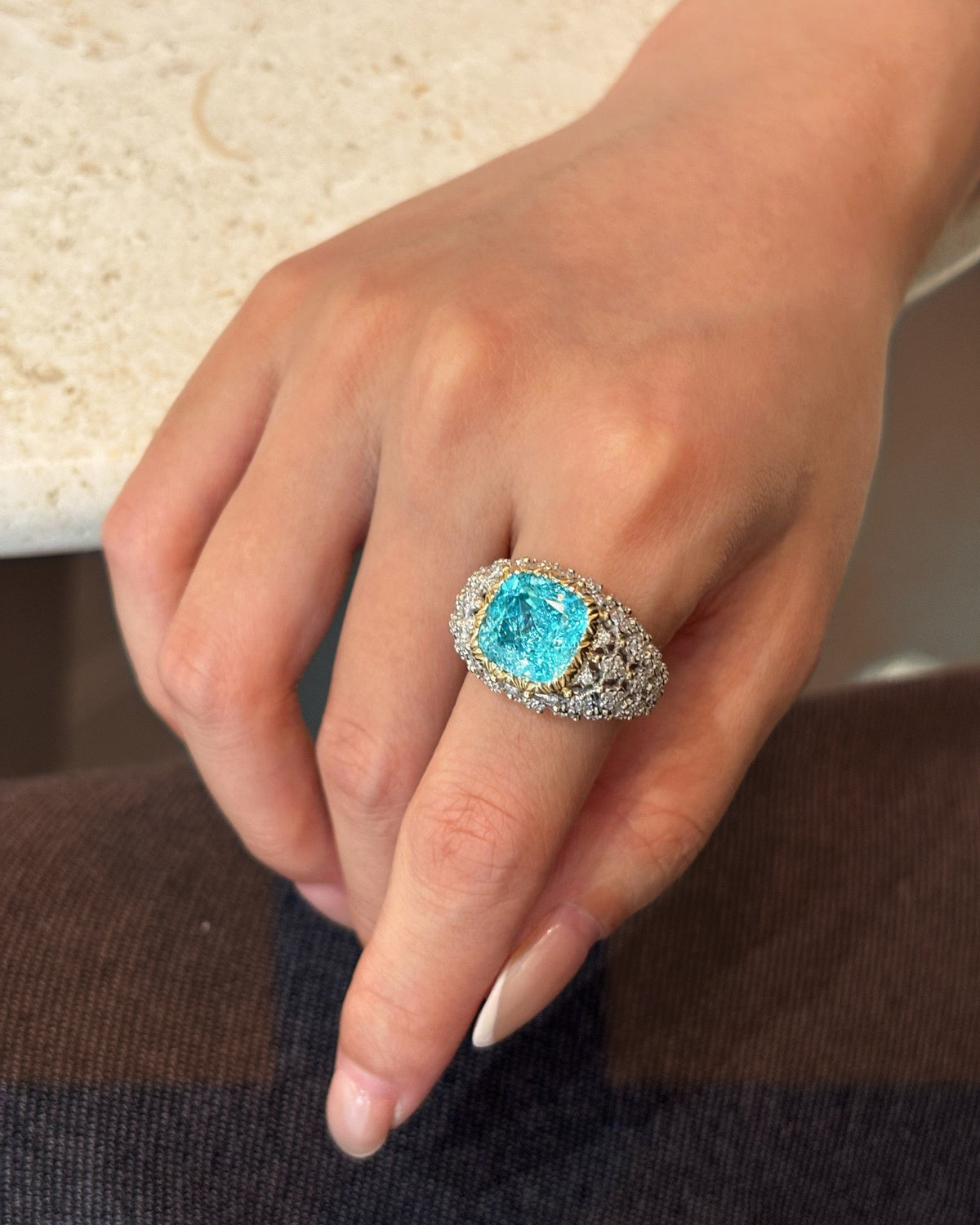 Paraiba Cushion Ring by MONICONIC