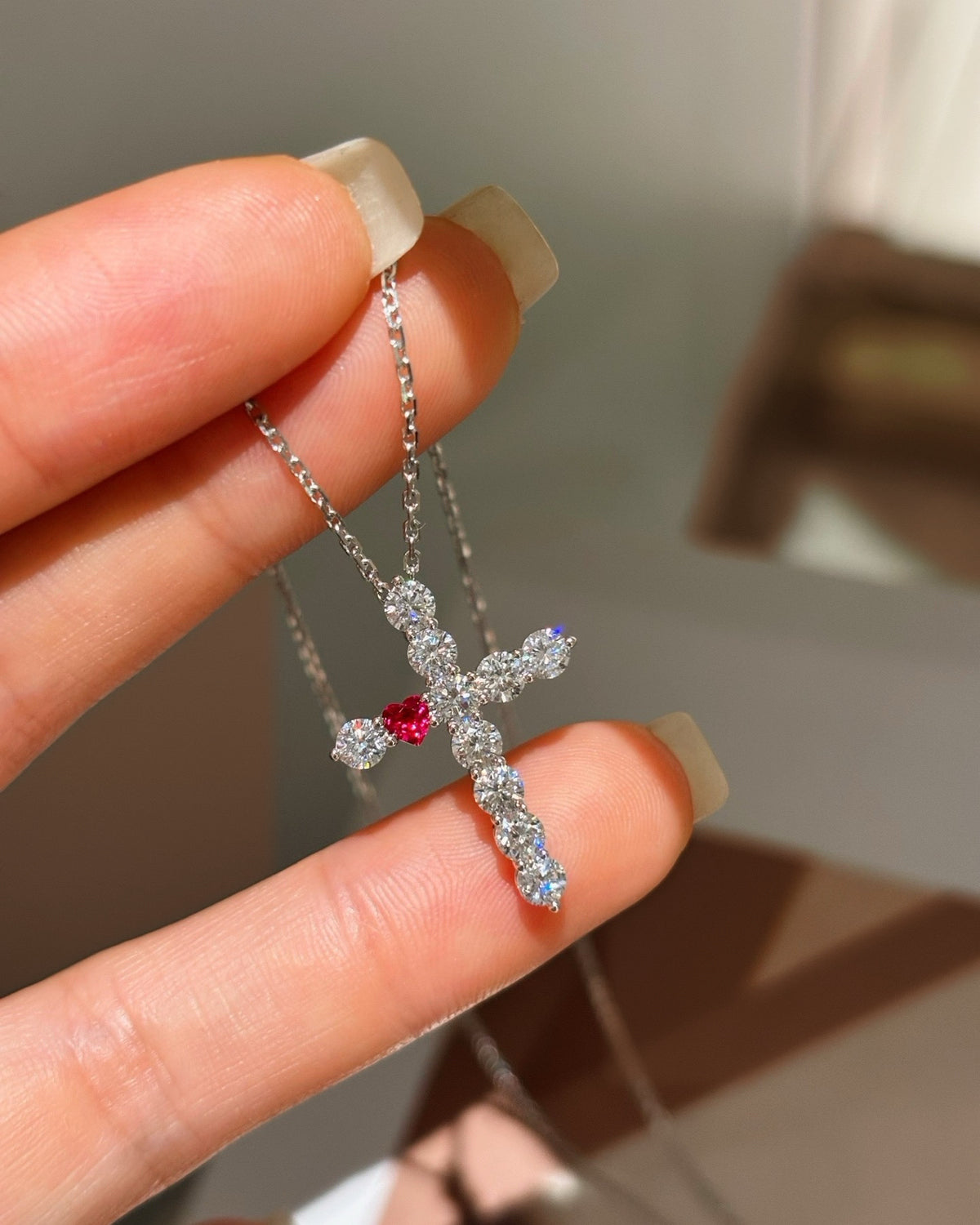 Heartline Cross Necklace by MONICONIC