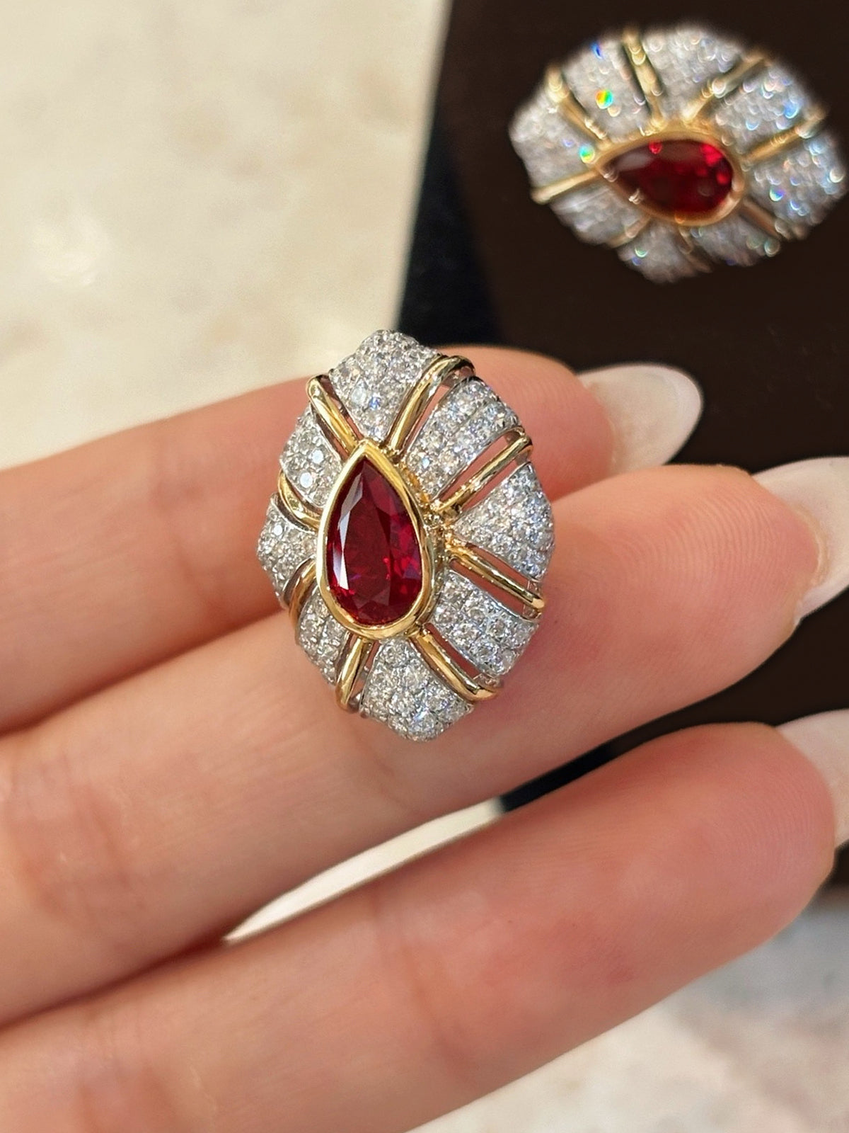 Teardrop Ruby Stud Earrings by MONICONIC