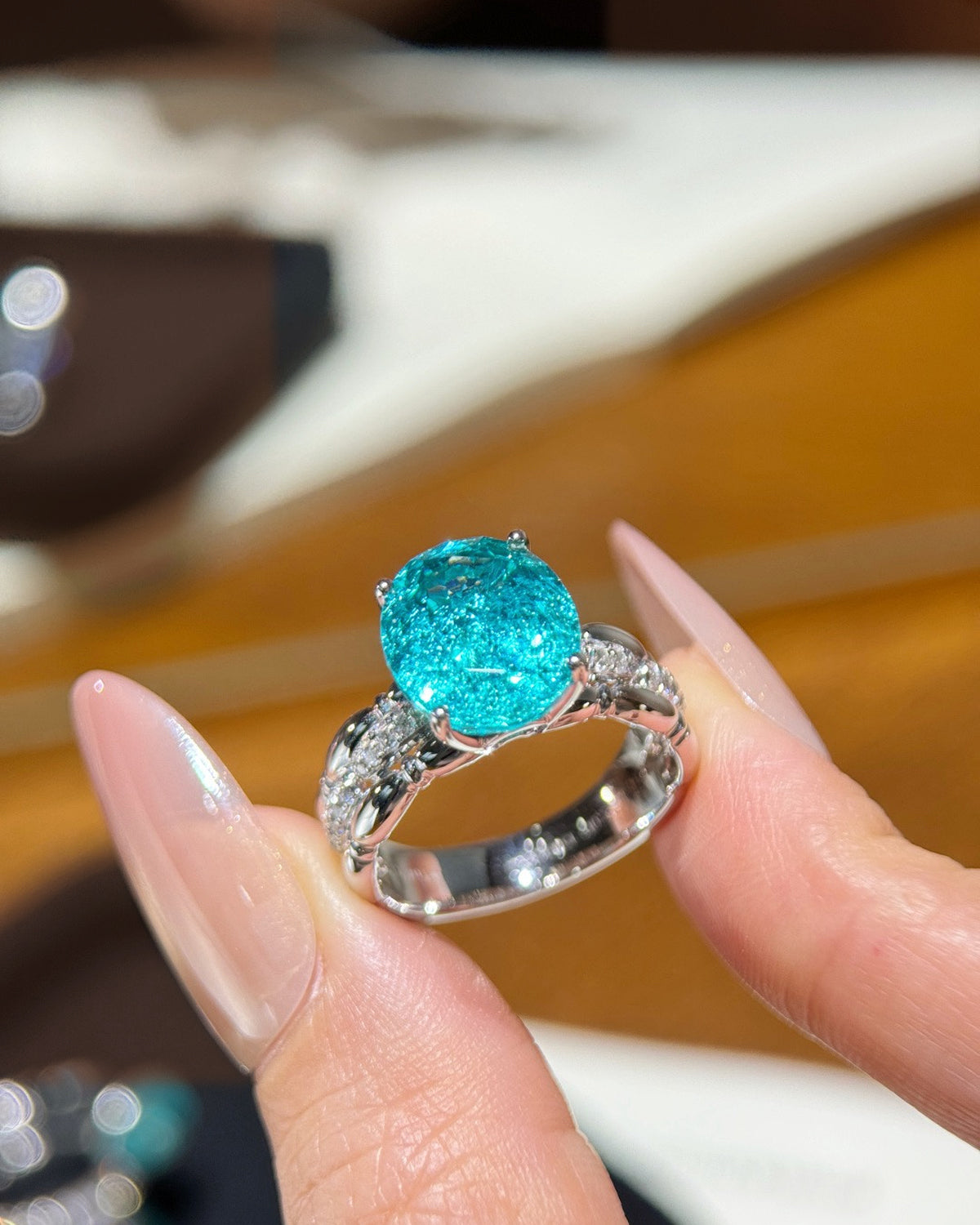 Aqua Lumen Paraiba Ring by MONICONIC