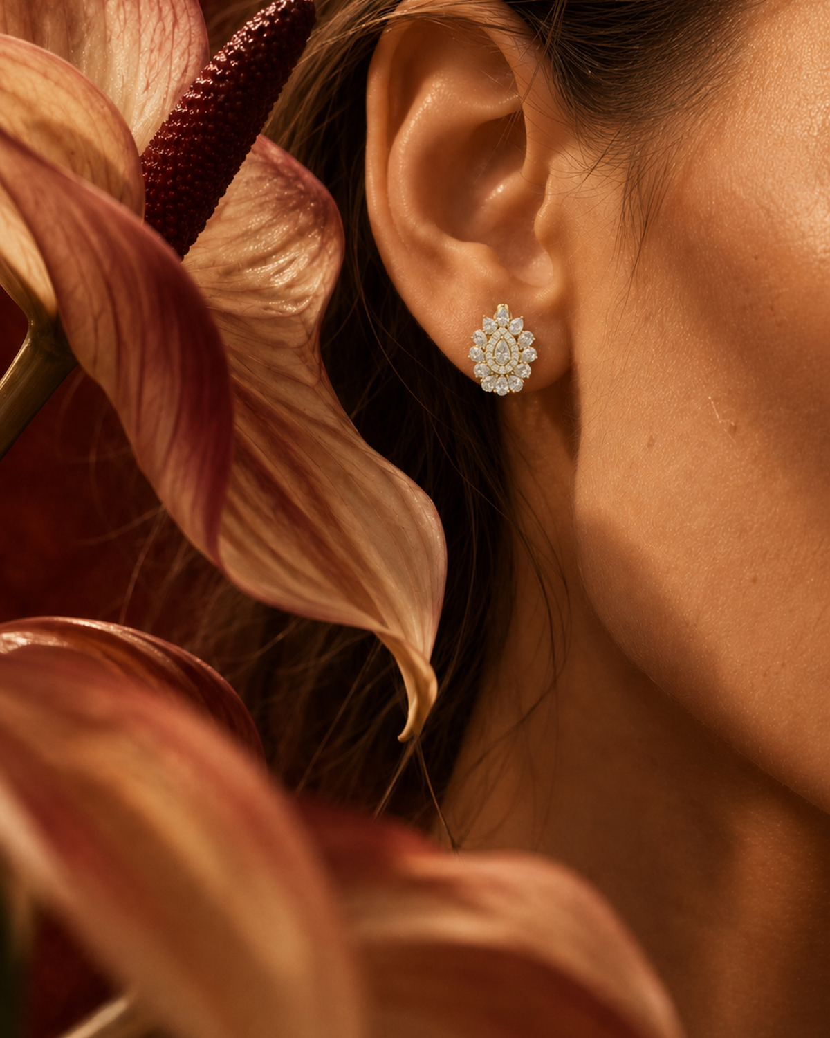 Pear Halo Cluster Studs by MONICONIC