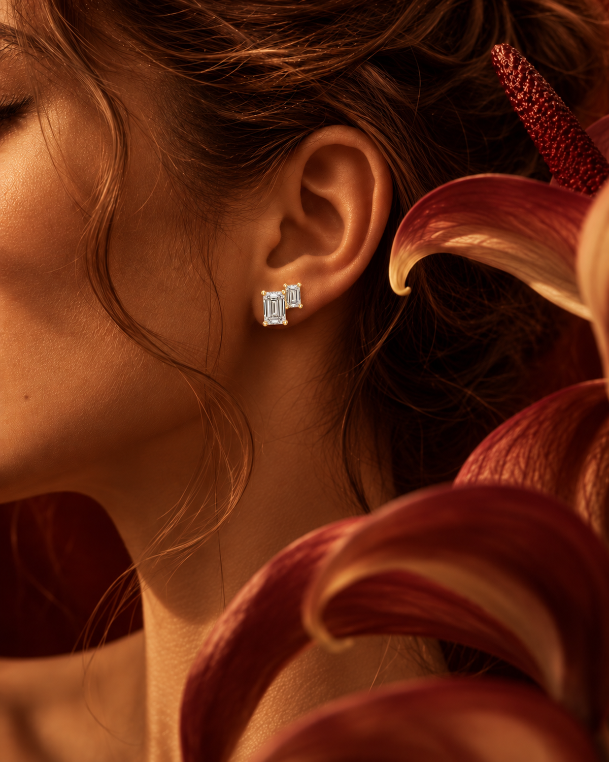 Double Emerald-Cut Diamond Studs by MONICONIC