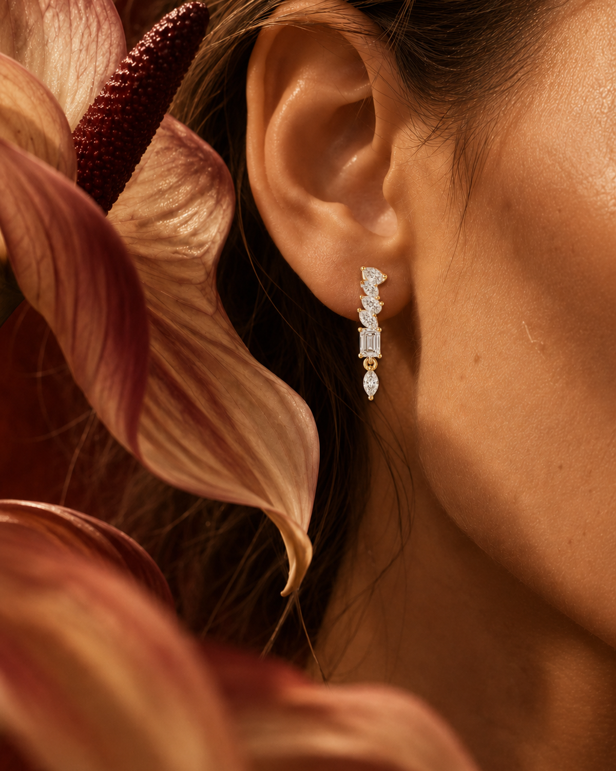 Mixed-Cut Lab-Grown Diamond Drop Earrings by MONICONIC