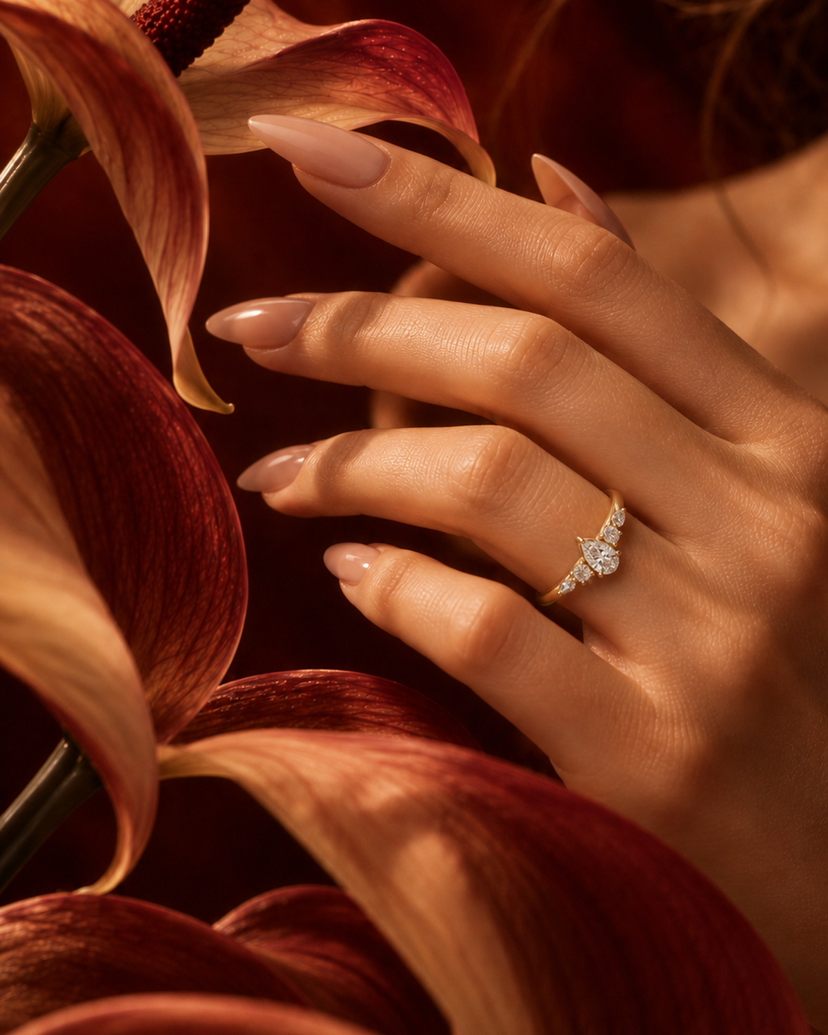 Pear Five Stone Ring by MONICONIC