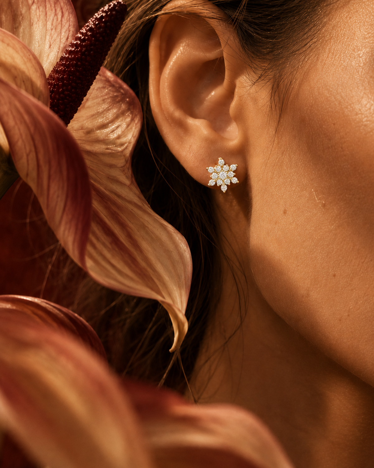 Snowflake Diamond Stud Earrings by MONICONIC