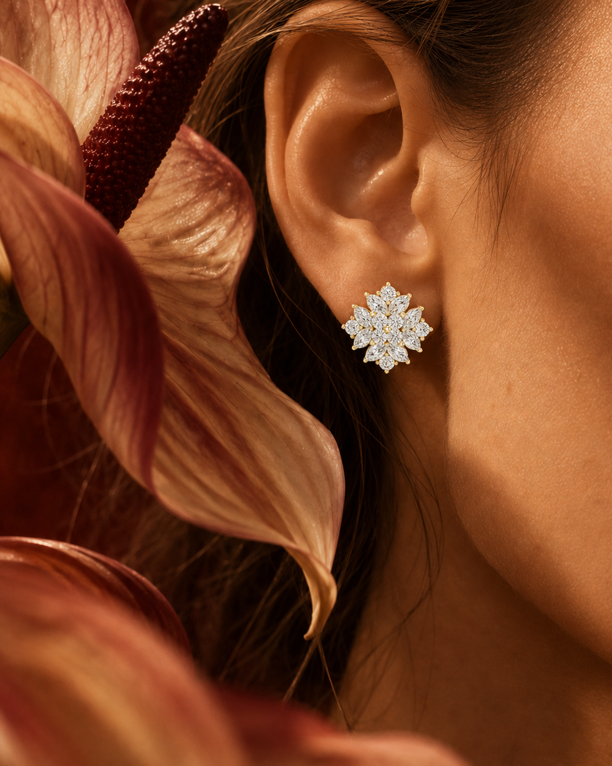 Marquise Rosette Stud Earrings by MONICONIC