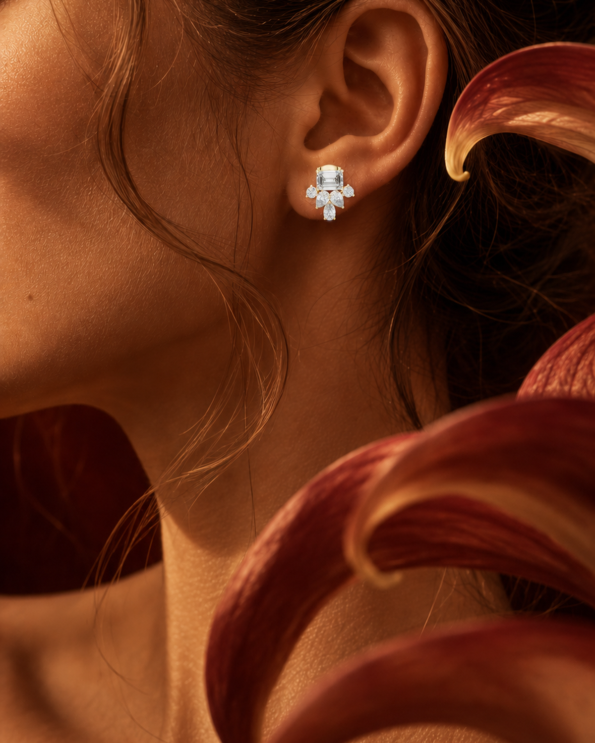 Emerald-Cut Cluster Lab-Grown Diamond Studs by MONICONIC