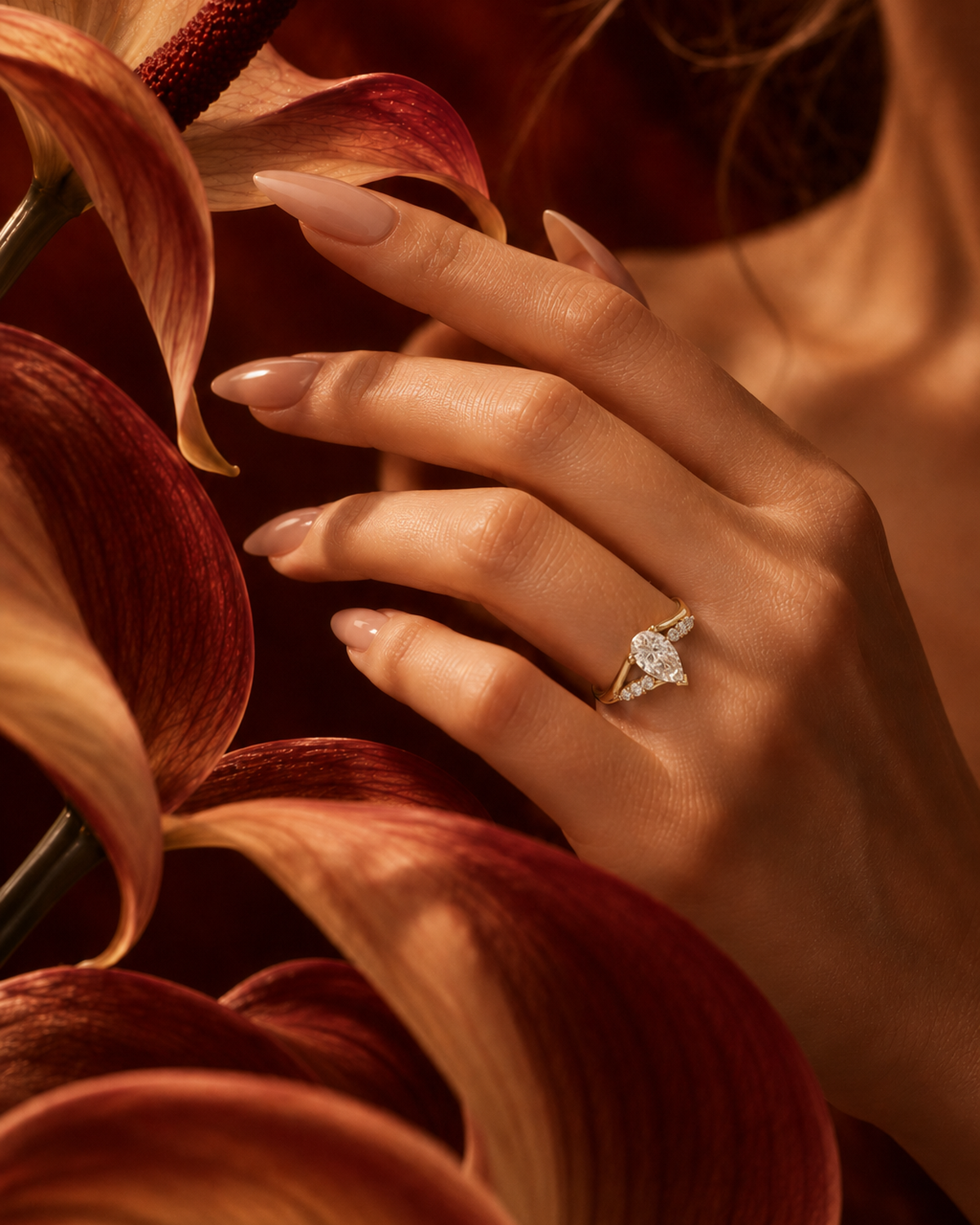 Pear Cut Split Shoulder Ring by MONICONIC