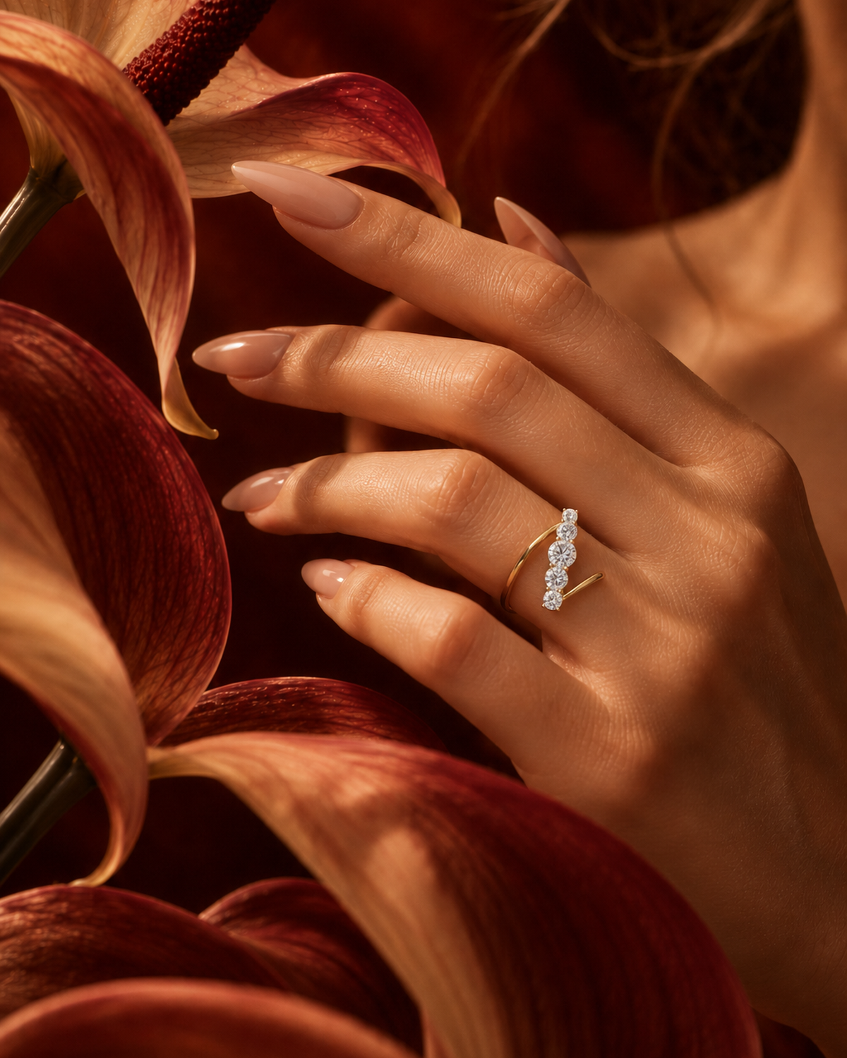 Five Stone Bypass Ring by MONICONIC