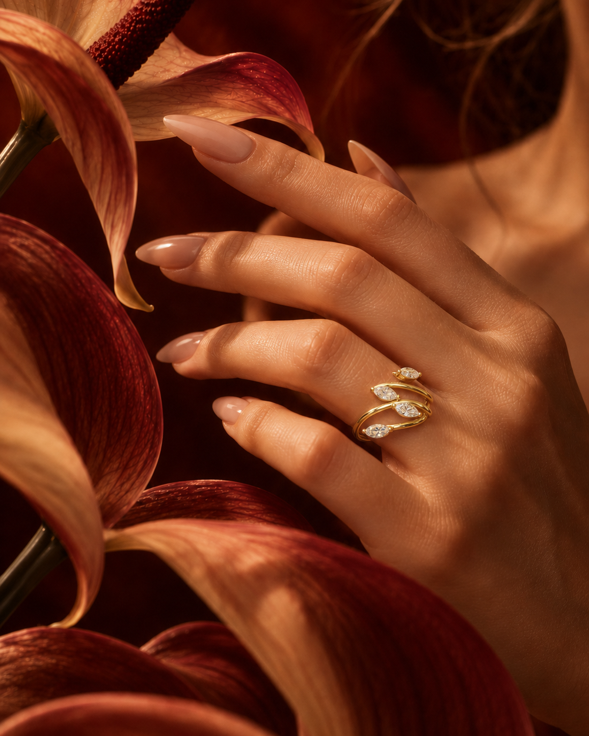 Marquise & Pear Wrap Ring by MONICONIC