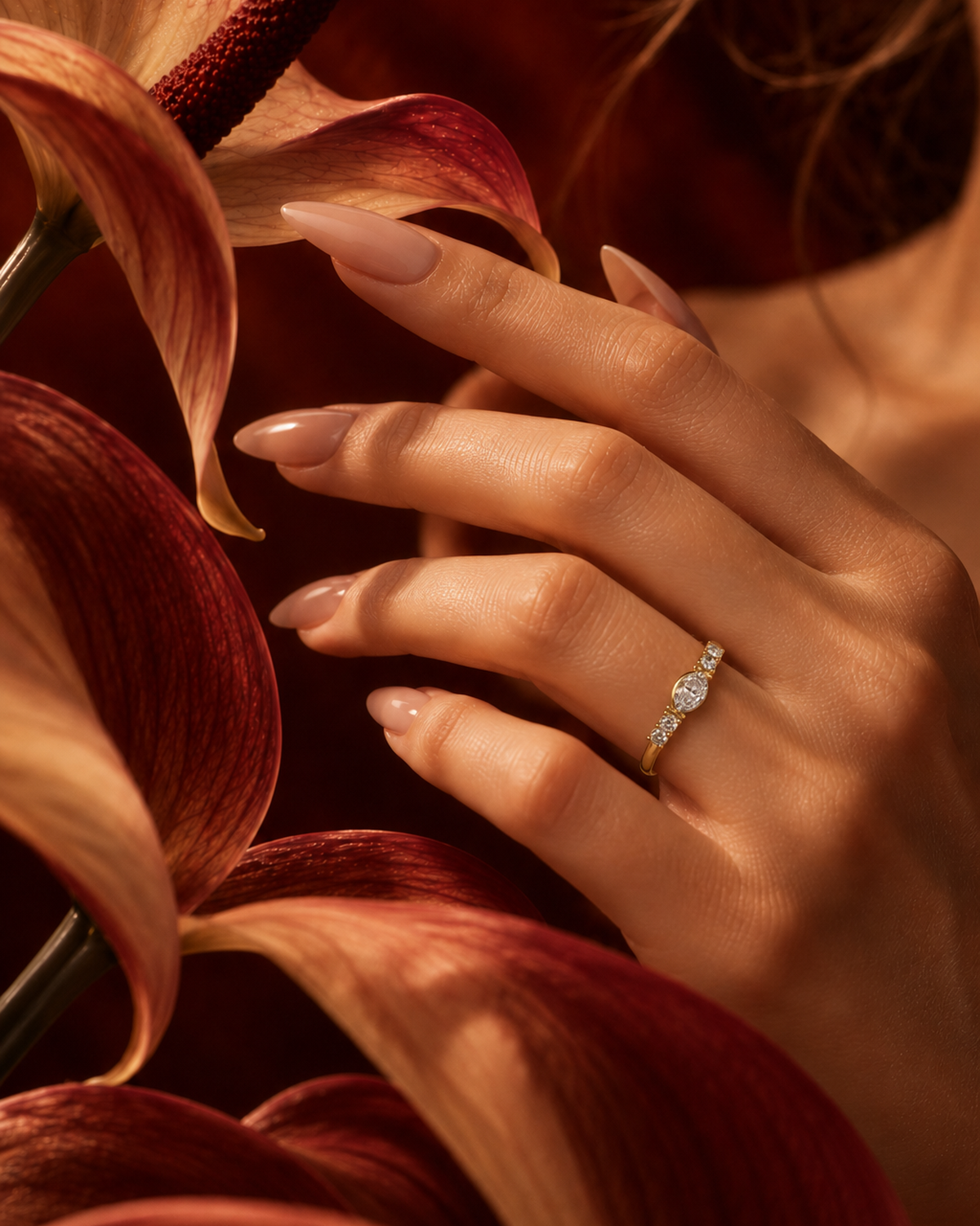 East West Marquise Five Stone Ring by MONICONIC