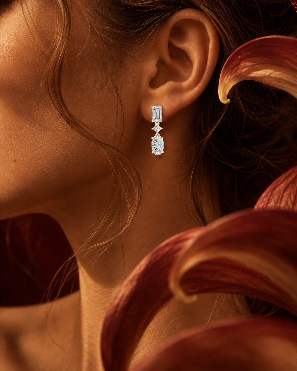 Mixed-Cut Lab-Grown Diamond Drop Earrings by MONICONIC