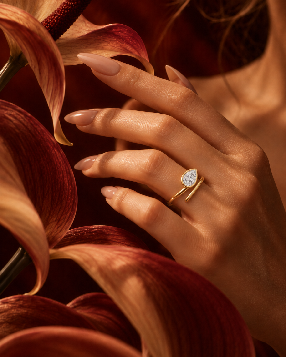 East West Pear Bezel Ring by MONICONIC