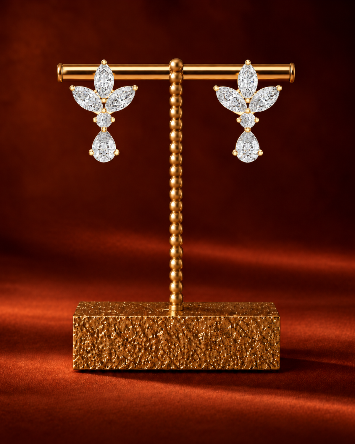 Marquise Rosette Diamond Drop Earrings by MONICONIC