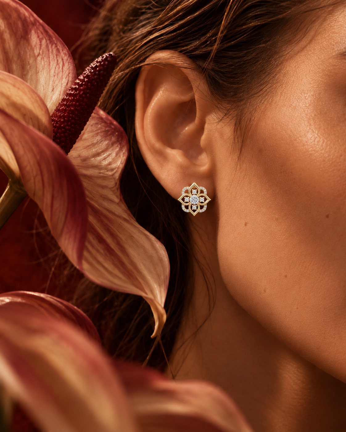 Quatrefoil Diamond Stud Earrings by MONICONIC