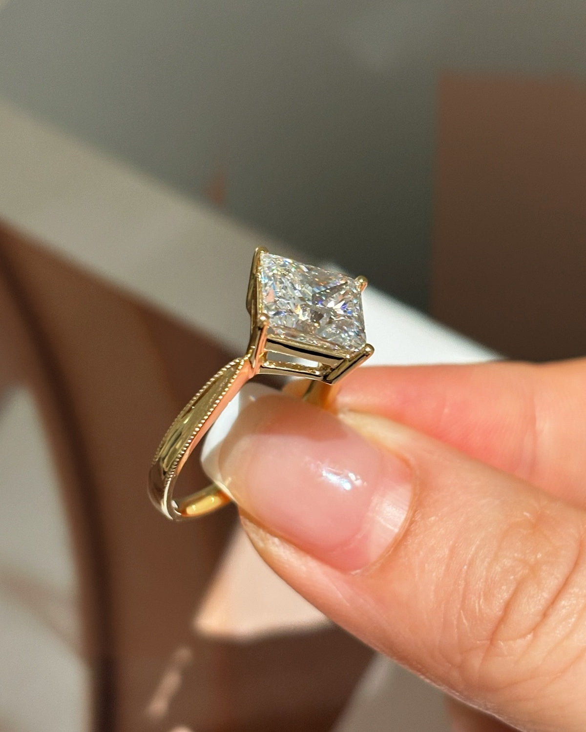 Prism Square Solitaire Ring by MONICONIC